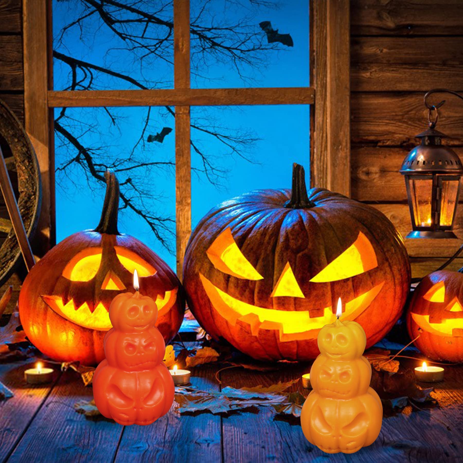 3D Pumpkin Candle Mold - Halloween Silicone Mold for DIY Aromatherapy Candles, Wax Crafts, Resin Casting & Polymer Clay Decorations - Perfect for Fall Decor, Thanksgiving Centerpieces & Spooky Halloween Party Favors