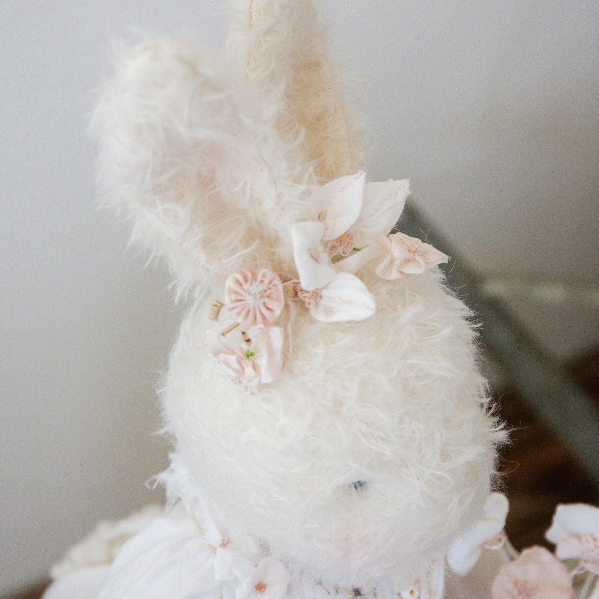 Hutch Studio Mohair Friends Peaceful Peace Lily Bunny - Soft Plush Toy for Kids, Nursery Decor, Gift for Baby Showers & Easter Celebrations