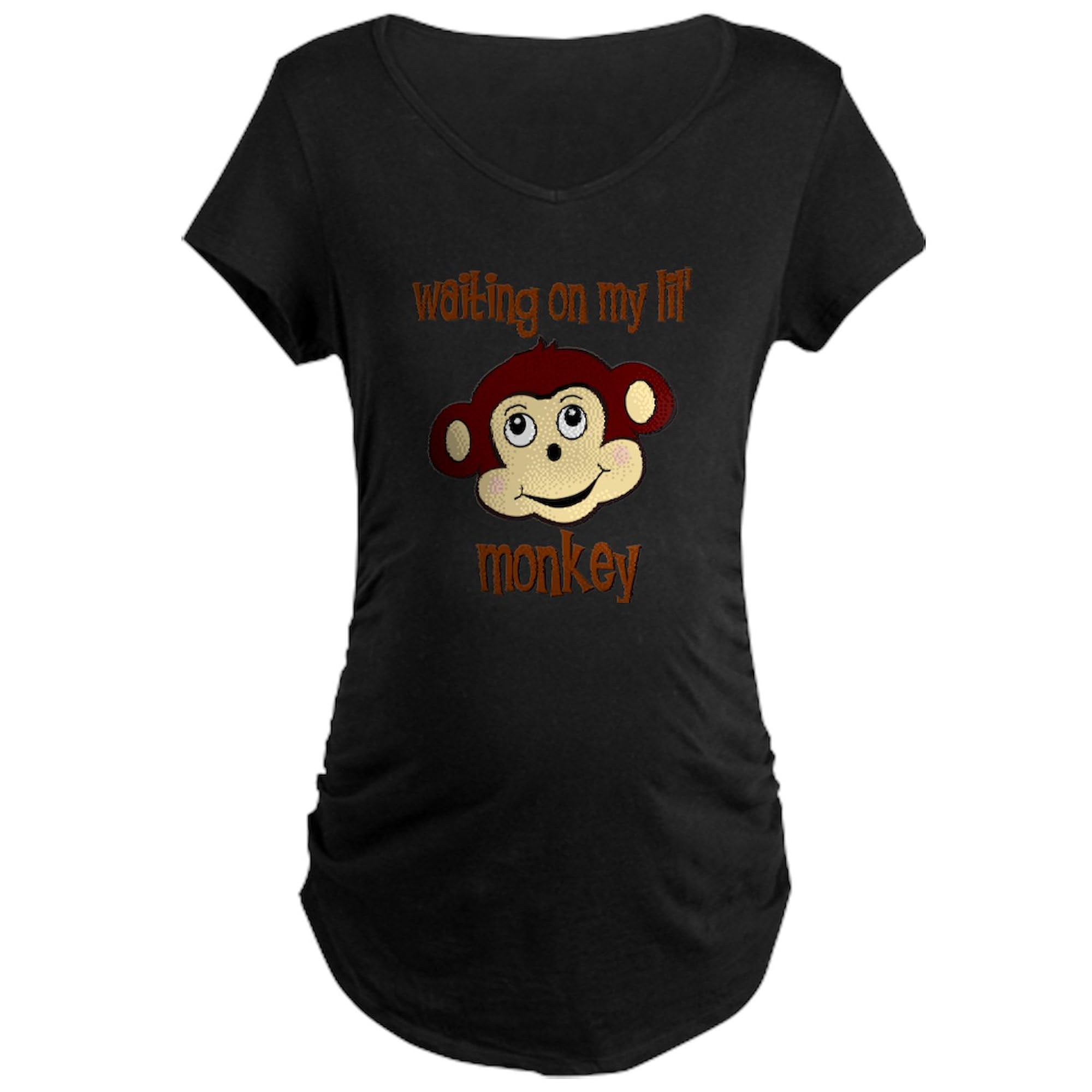 Monkey Maternity T-Shirt for Women - Stretchy Ruched Side Pregnancy Tee for Comfort & Style | Perfect for Baby Showers, Maternity Photos & Everyday Wear