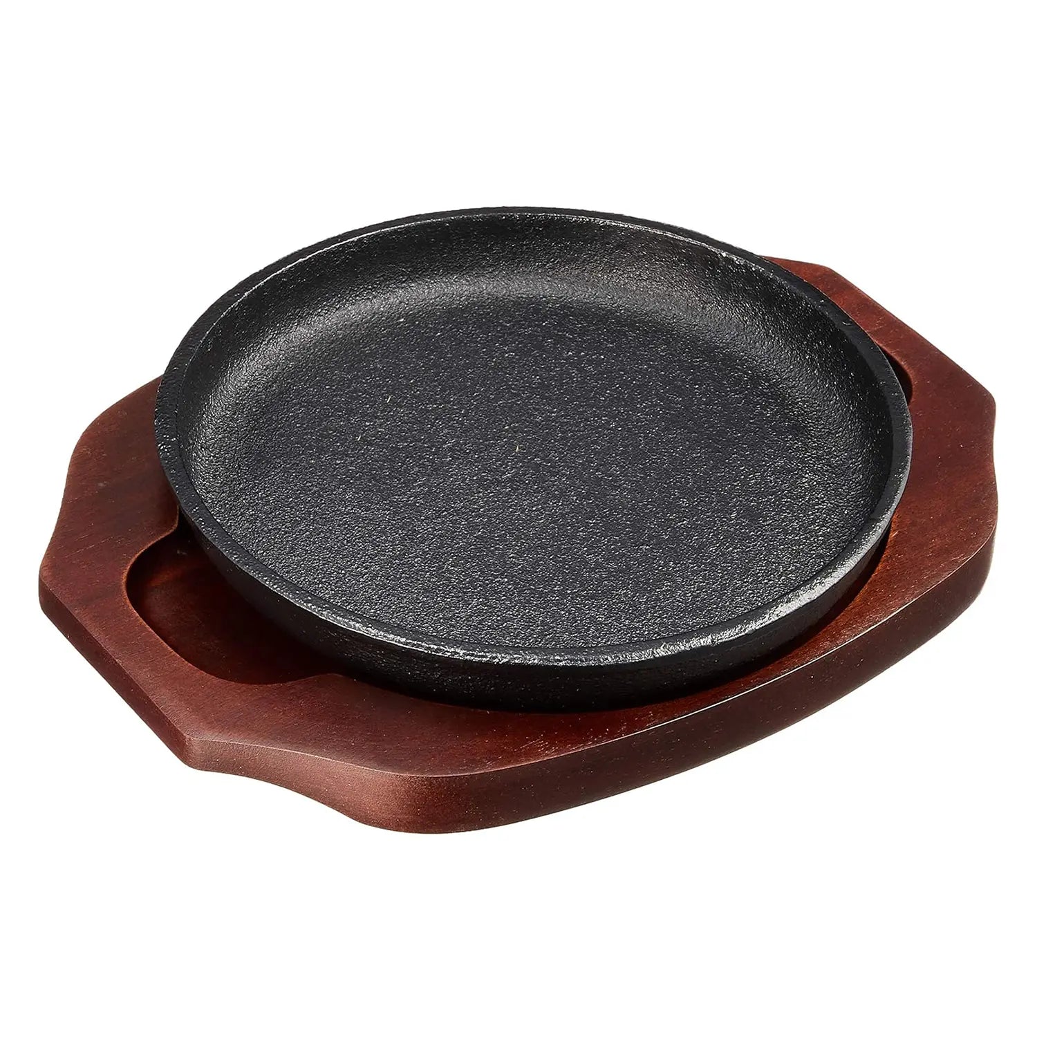 Asahi Premium Cast Iron Round Sizzler Platter - 12 Inch Japanese Grill Plate for Steak, Fajitas & Sizzling Dishes - Perfect for Restaurants, BBQs & Home Cooking