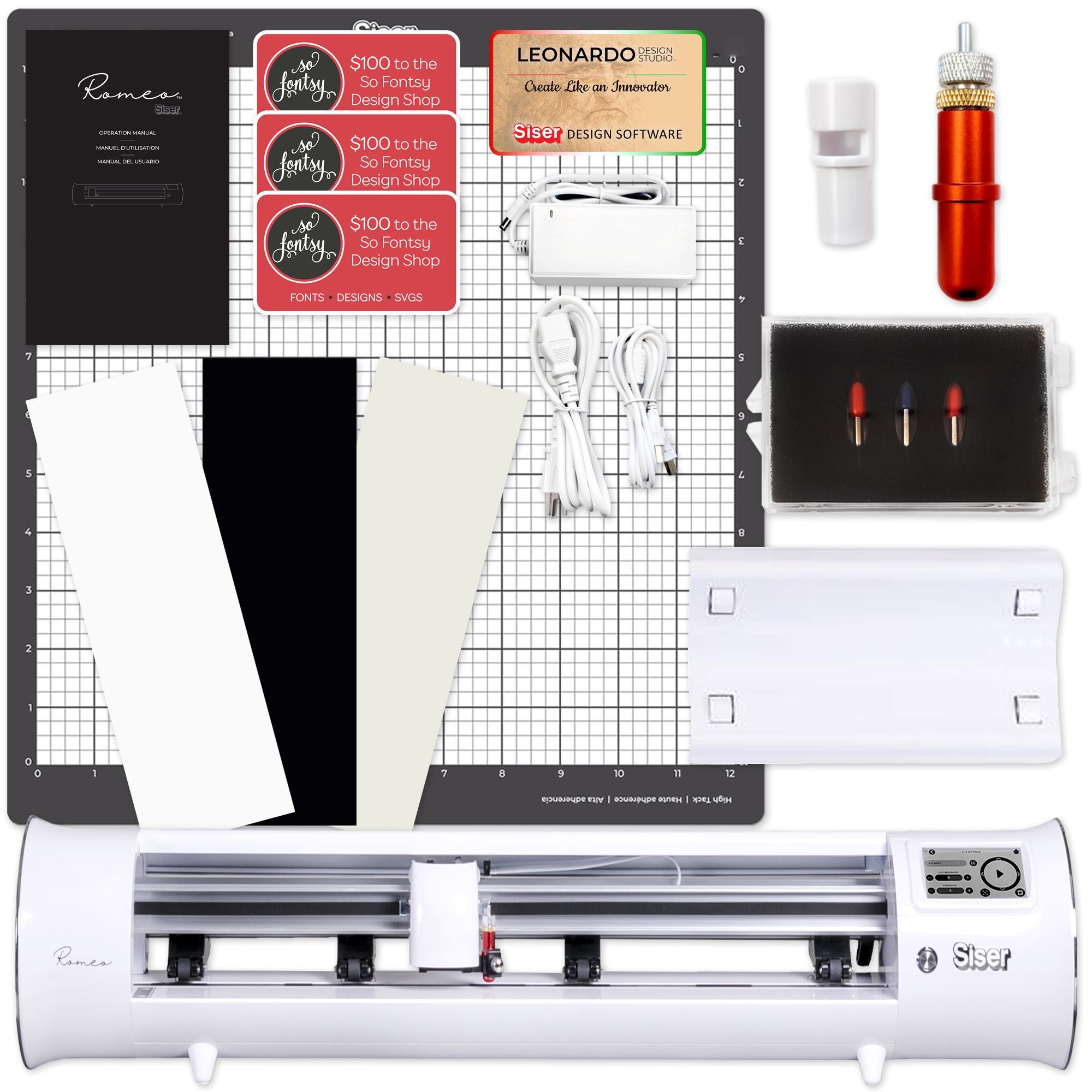 Siser Romeo Deluxe Easyweed Heat Transfer Vinyl (HTV) Bundle with 8-in-1 Heat Press Machine - DIY T-Shirt, Hoodie & Fabric Crafts for Custom Apparel & Home Decor Projects