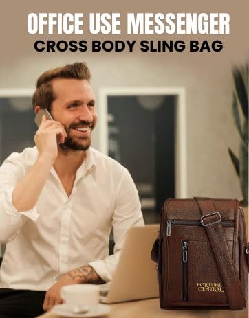 Premium Men's Crossbody Sling Bag - Waterproof Lightweight Leather Shoulder Bag with Adjustable Strap & Hidden Pocket | Perfect for Travel, Work Commute, Cycling & Outdoor Activities | Made in India
