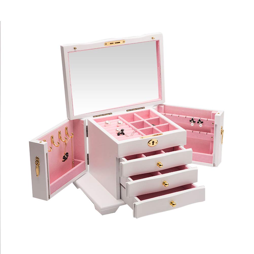 Wooden Jewelry Box for Earrings & Bracelets - Elegant Jewelry Storage Organizer with Mirror, Perfect Gift for Women & Girls - Great for Travel, Home Decor, and Special Occasions