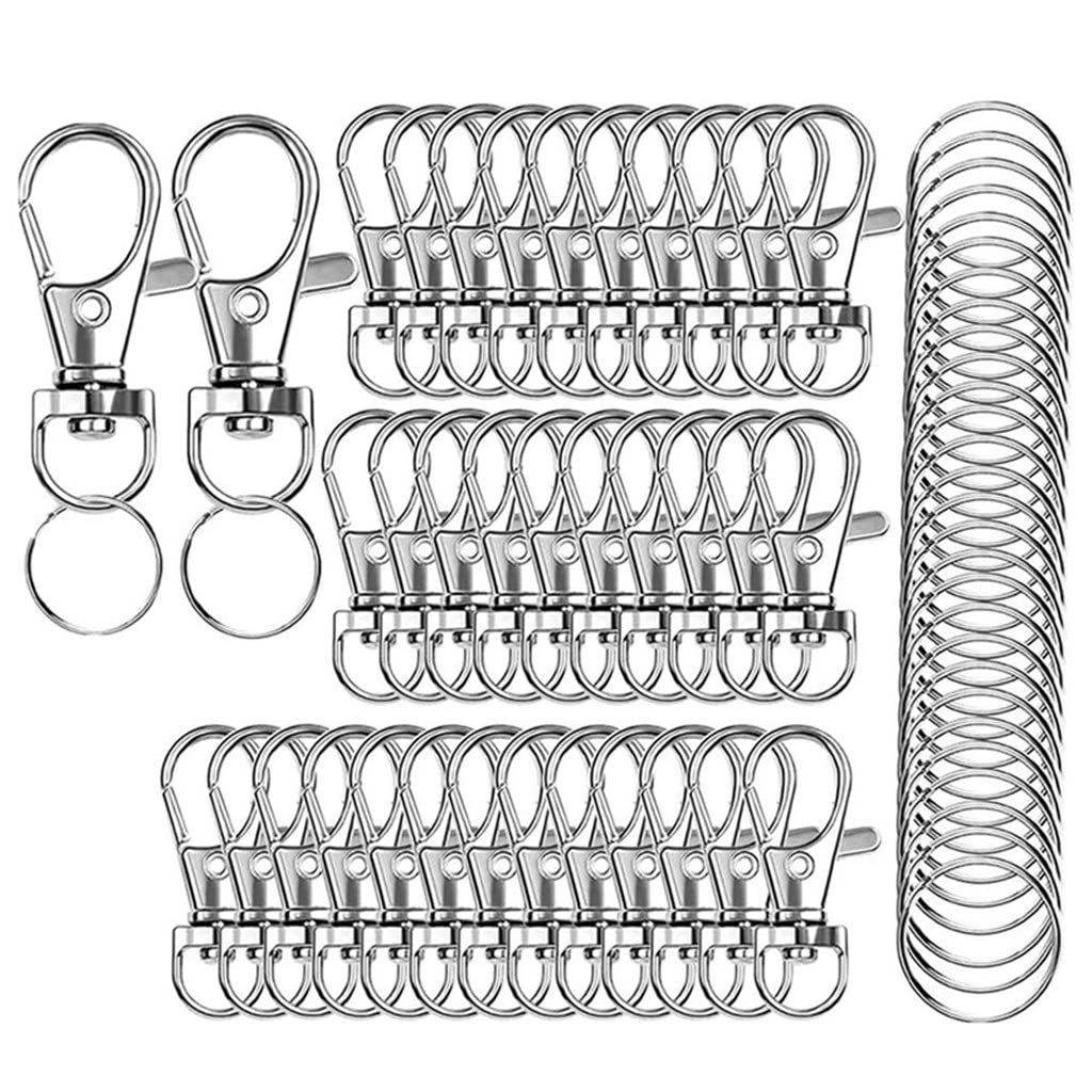 GRETD 120 Pack Rotating Snap Hooks with Key Rings - Durable Metal Lobster Claw Clasps for Keys, Lanyards, Badge Reels & DIY Crafts (Assorted Colors, One Size) - Perfect for Home, Office, School & Outdoor Organization