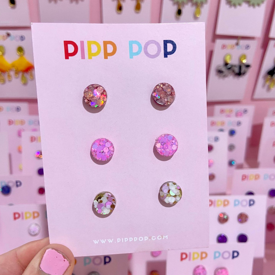 Sparkling Glitter Stud Earrings Pack - 12 Pairs Hypoallergenic Fashion Jewelry for Women & Teens - Perfect for Parties, Weddings & Everyday Wear