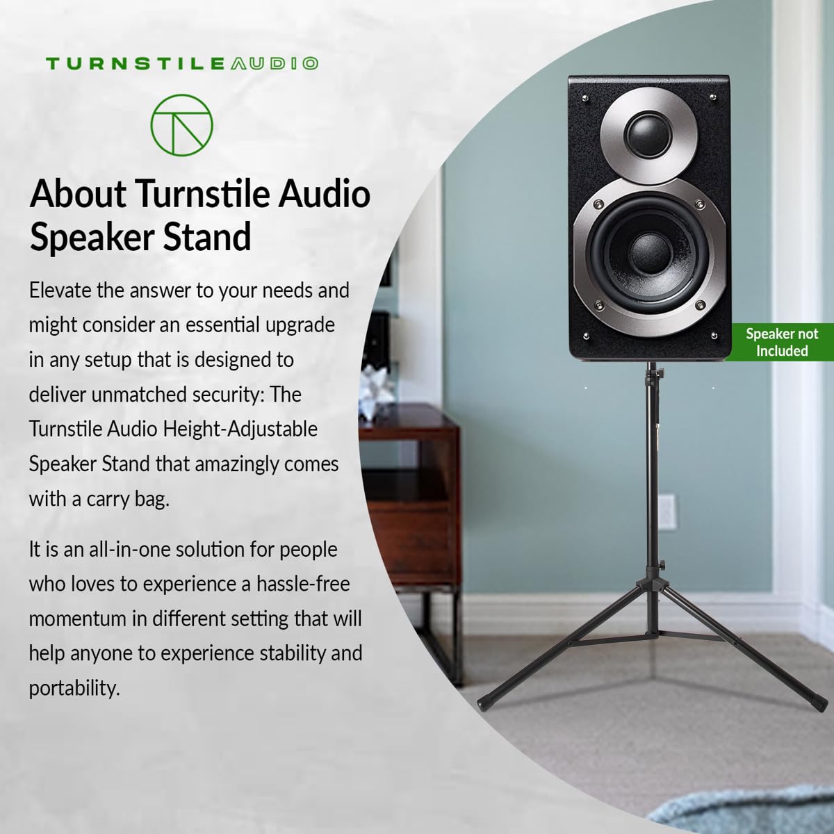 Adjustable Height Speaker Stand with Carrying Bag - Perfect for Home Studio, DJ Setup & Live Performances