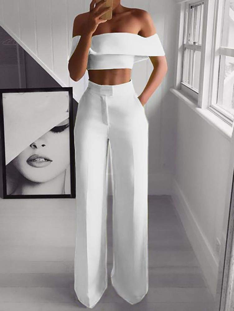 Honeydress Women's Two Piece Off The Shoulder Prom Outfit - Summer Evening Gown with Pants for Parties, Dinners & Special Occasions