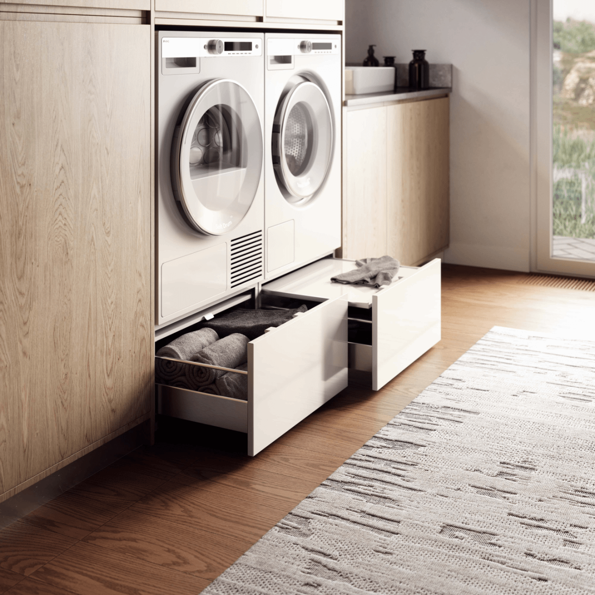 Asko HPS5323W Pull-Out Laundry Drawer - Stainless Steel Undercounter Storage for Laundry Rooms & Utility Spaces