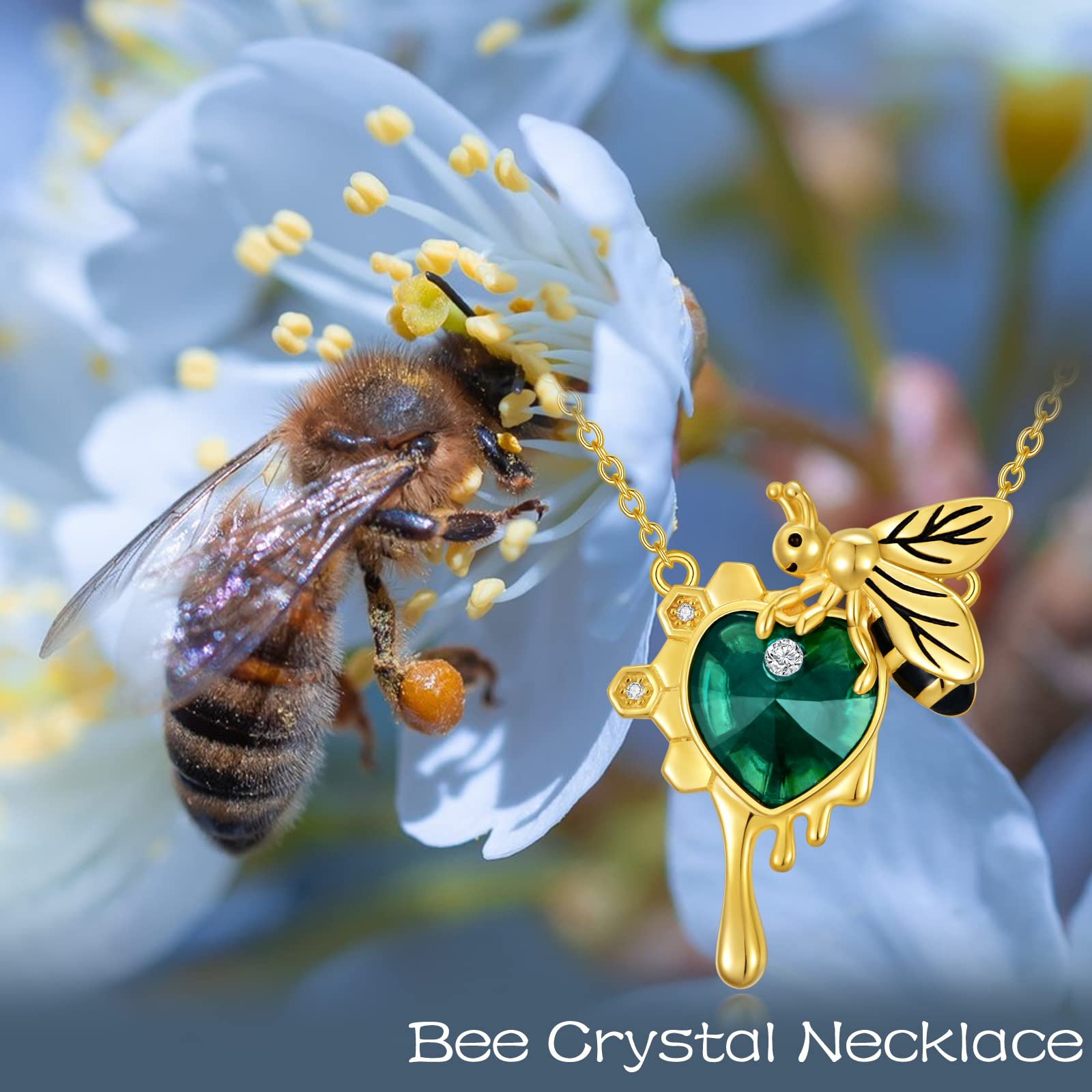 Sterling Silver Bee Pendant Necklace with Austrian Crystals - Elegant Jewelry Gift for Women, Mom, Birthday, Anniversary | Perfect for Everyday Wear, Special Occasions & Nature Lovers