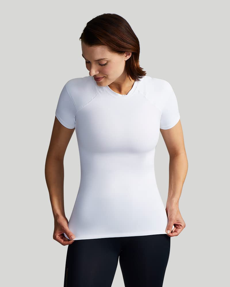 Tommie Copper Women's Posture Corrector Shoulder Support Compression Shirt with UPF 50 Sun Protection - Ideal for Yoga, Workouts & Pain Relief