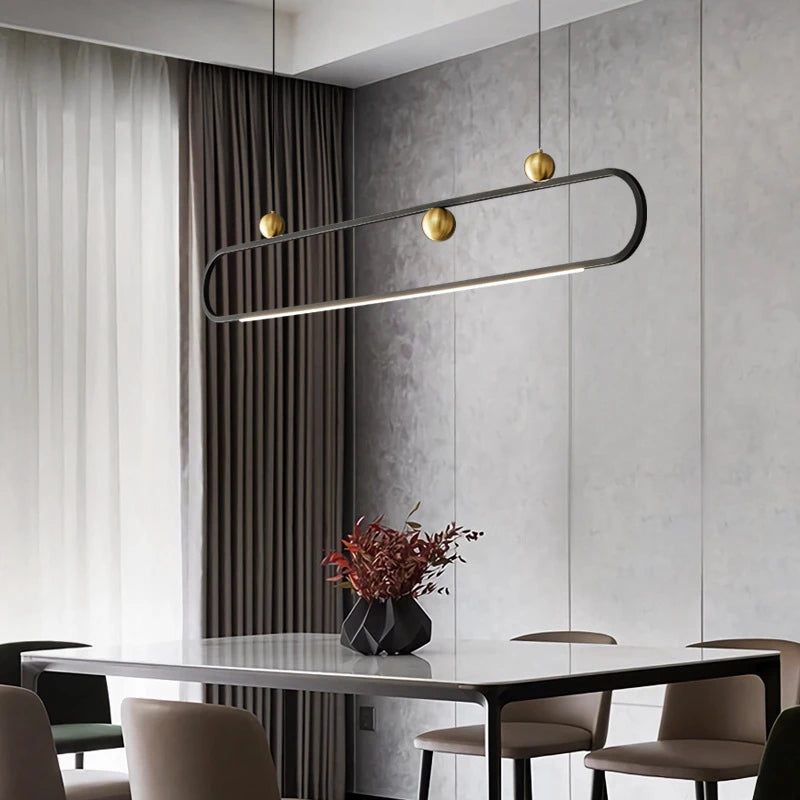 Modern Line Art Pendant Light for Kitchen Island - Adjustable Hanging Chandelier with Minimalist Design - Perfect for Dining Room, Breakfast Nook & Contemporary Home Decor
