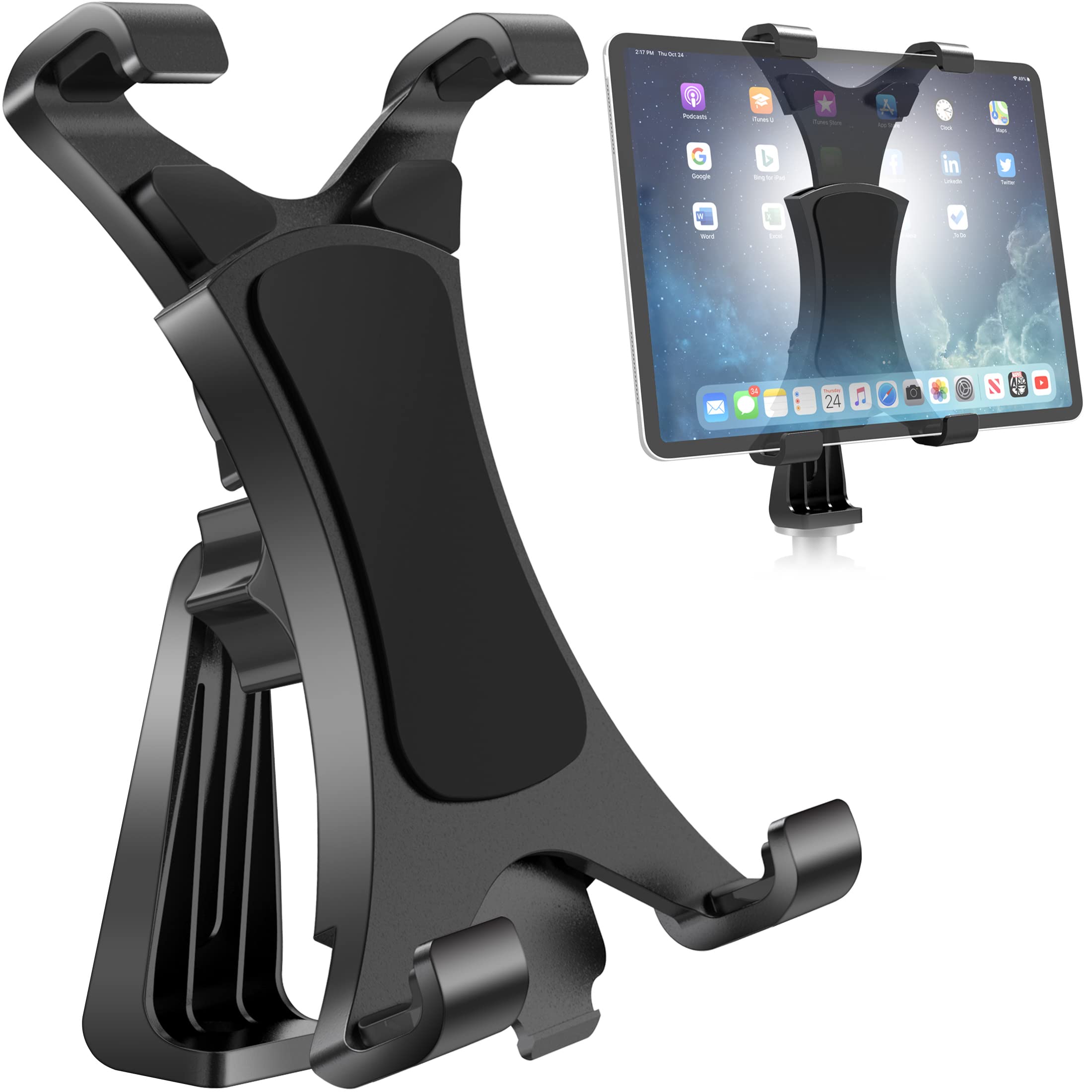 Yoassi 360° Rotatable Heavy Duty iPad Tripod Mount - Universal Clamping Tablet Holder for iPad Pro 12.9/11/10.5/9.7, iPad Mini & Air - Anti-Wobble Break-Resistant Design - Perfect for Video Calls, Photography & Streaming
