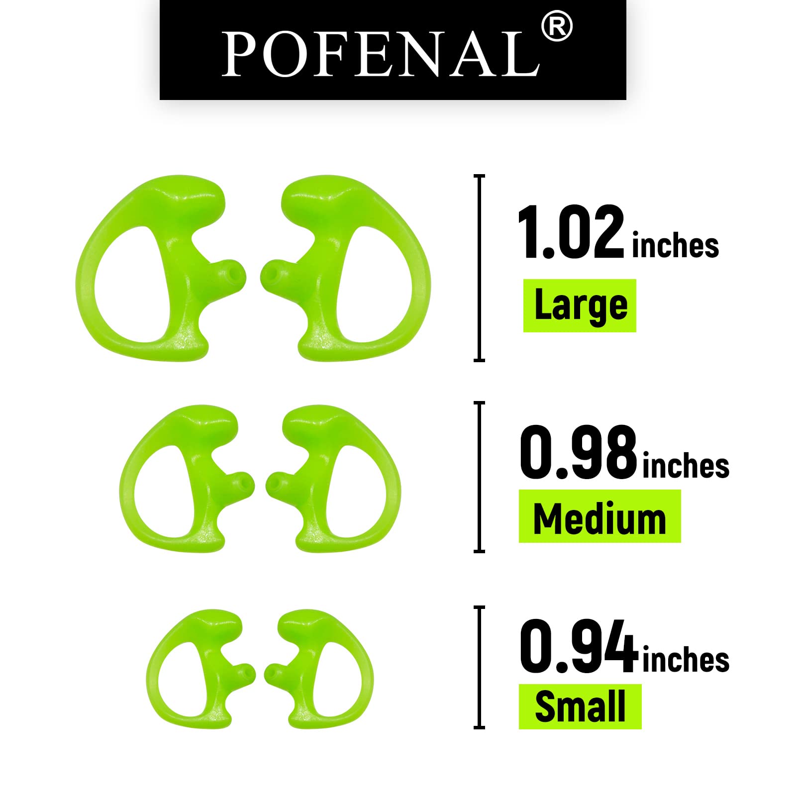 Universal Replacement Silicone Soft Earmold for Baofeng Motorola Kenwood Retevis Midland Two-Way Radios - 8 Pairs (Large 2, Medium 4, Small 2) - Noise Reduction Comfort Fit for Security, Construction & Outdoor Communication (Green)