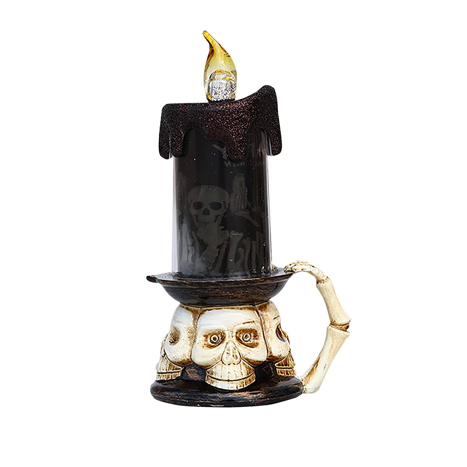 XUANOU Halloween Skull Pumpkin LED Candle Light - Spooky Decorative Lighting for Halloween Party, Home, Yard & Porch Decor - Battery Operated Pumpkin Lights for Indoor Outdoor Halloween Decorations