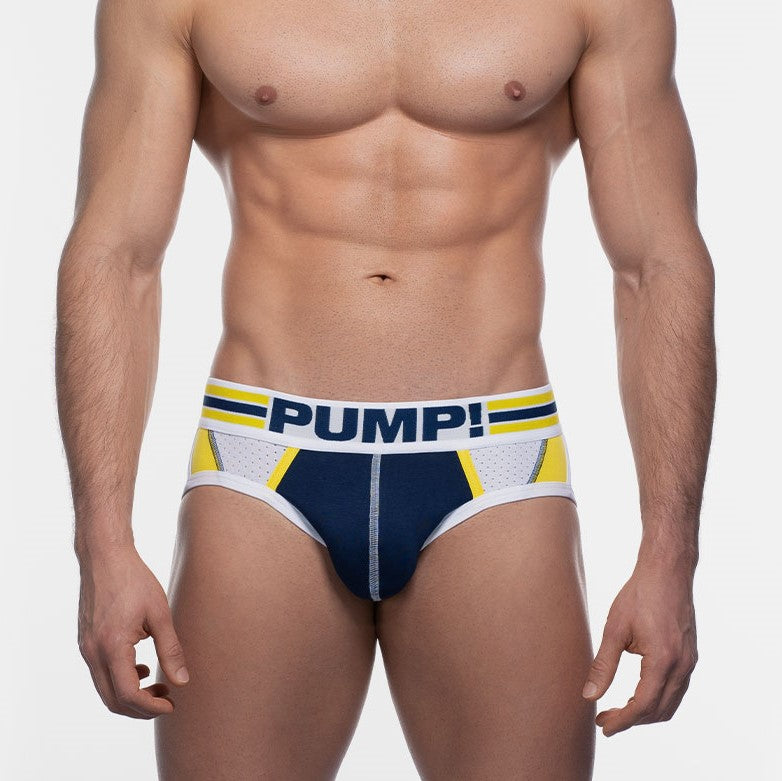 PUMP! Recharge Brief - Breathable Mesh Underwear for Men in Navy Blue | Comfortable & Supportive for Gym, Running & Daily Wear