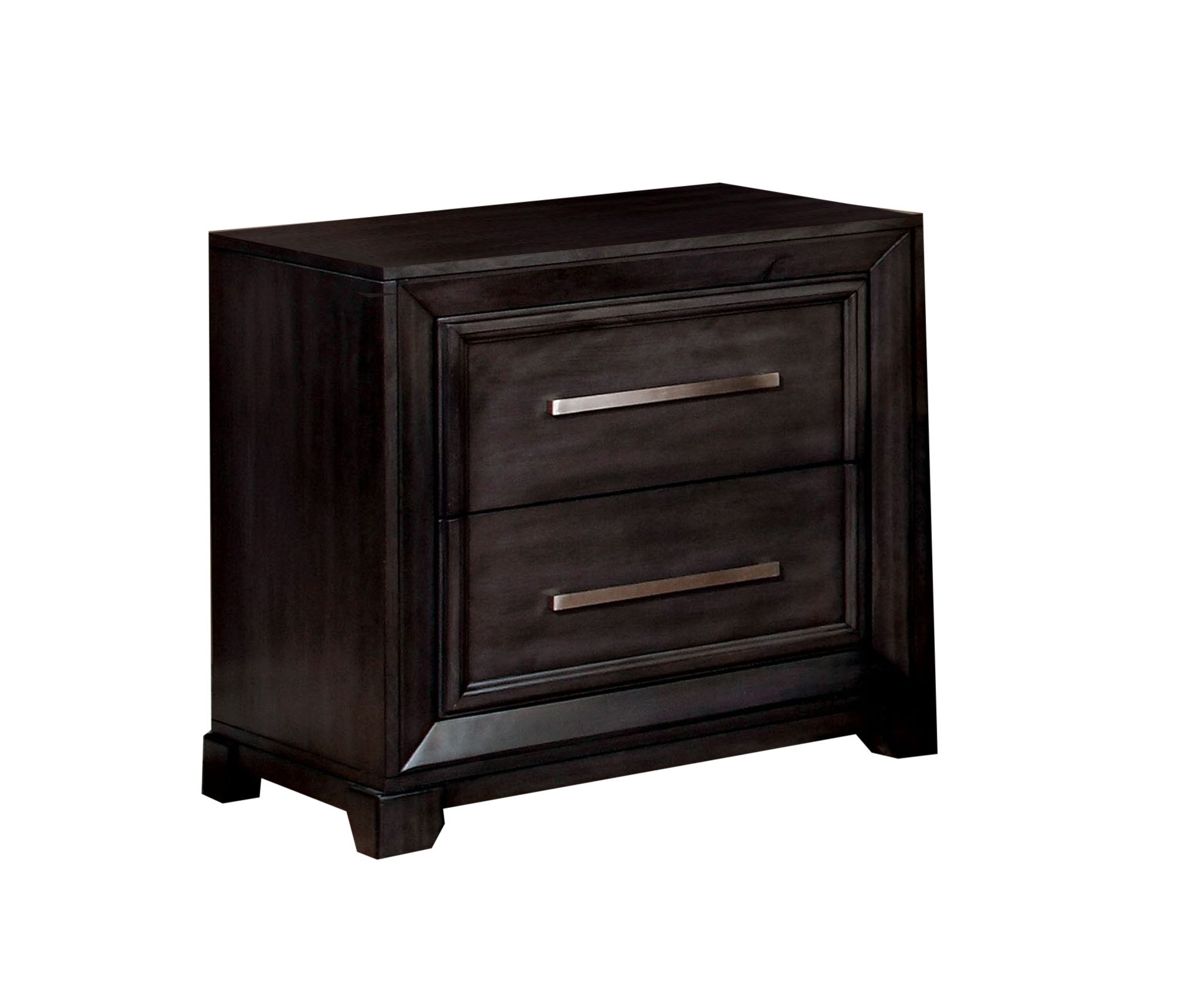 Furniture of America Barkley Transitional Nightstand with Chrome Handle - Dark Gray Finish for Bedroom, Living Room, or Office Storage