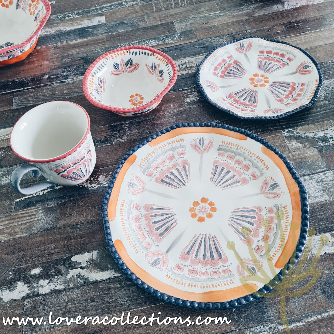 Afrocentric Orange Dinnerware Set - Elegant Ceramic Plates & Bowls for African-Themed Dining - Perfect for Family Dinners, Cultural Events & Restaurant Decor