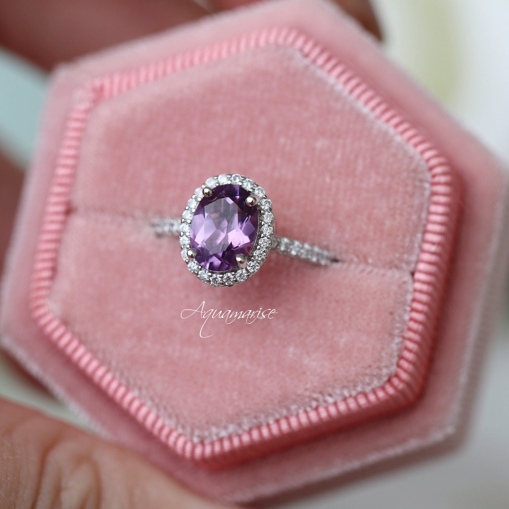 Authentic Iris Amethyst Sterling Silver Ring for Women | Elegant Purple Gemstone Jewelry | Perfect for Valentine's Day, Anniversary & Birthday Gifts