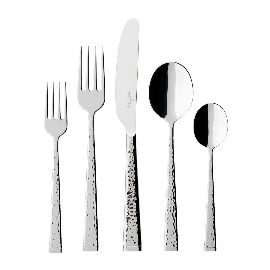 Premium Villeroy & Boch Blacksmith 60-Piece Stainless Steel Flatware Set - Service for 12 - Elegant Cutlery for Fine Dining, Weddings & Formal Occasions