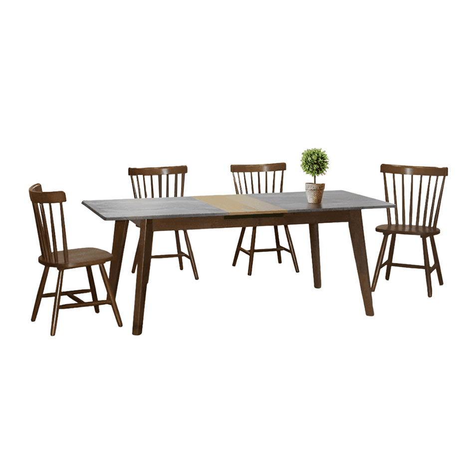 Margot Extendable Wooden Dining Table Set (1+4) - Expandable Kitchen Table with 4 Chairs for Small Space Dining Room, Perfect for Family Meals & Dinner Parties