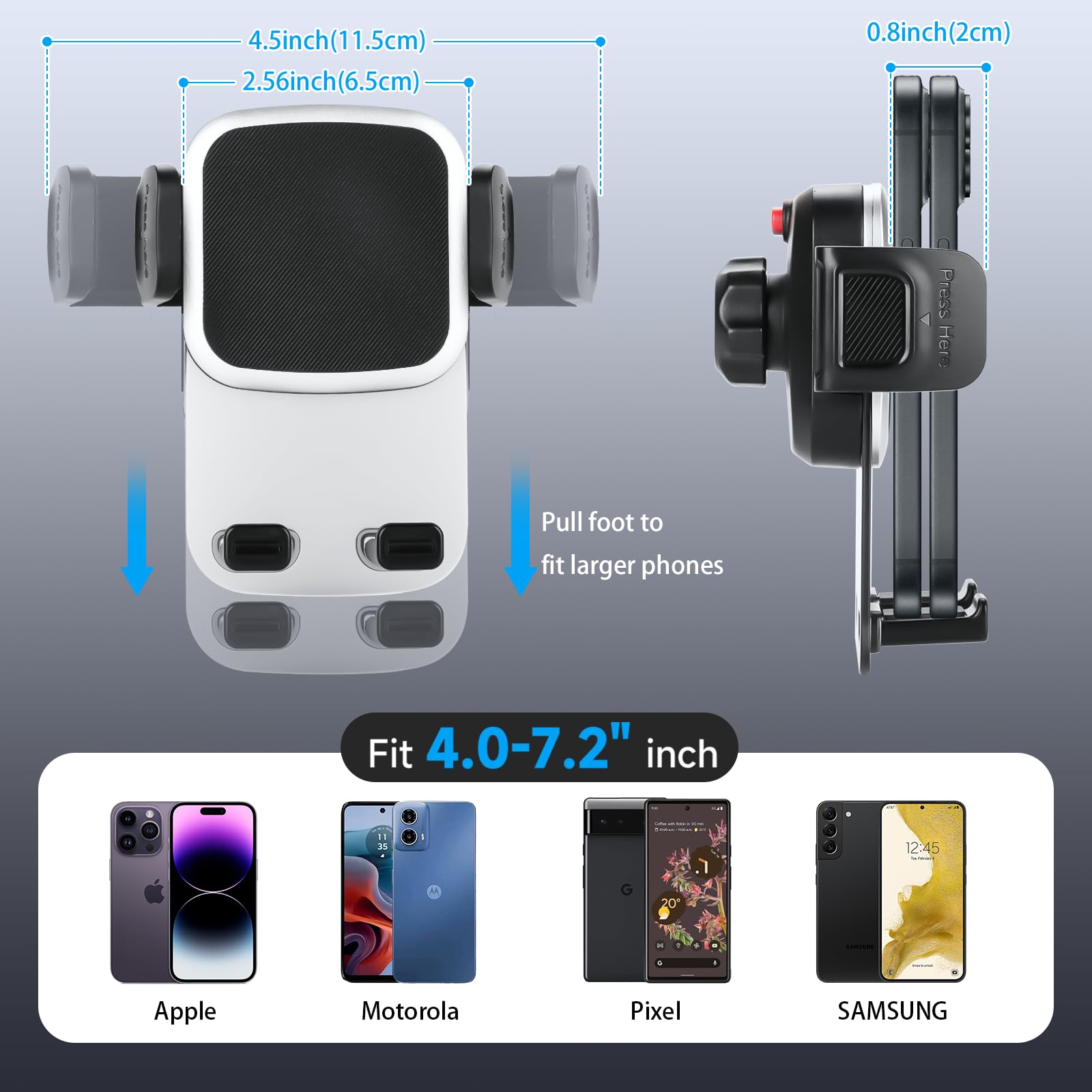 Adjustable Universal Phone Mount for Tesla Model 3/Y/Cybertruck - Non-Adhesive Car Phone Holder Fits All Smartphones (2025 Model) | Perfect for Navigation, Streaming & Hands-Free Driving