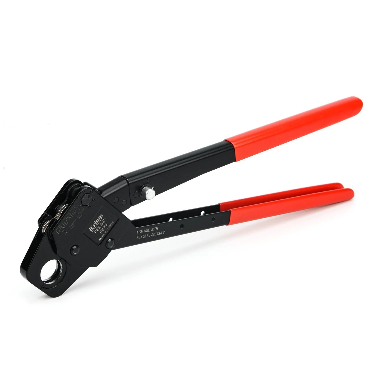 Angled Head Crimping Tool for 3/4 Inch F877 Stainless Steel Press Sleeves with Go/No-Go Gauge - Ideal for Plumbing, HVAC, and Industrial Pipe Fitting