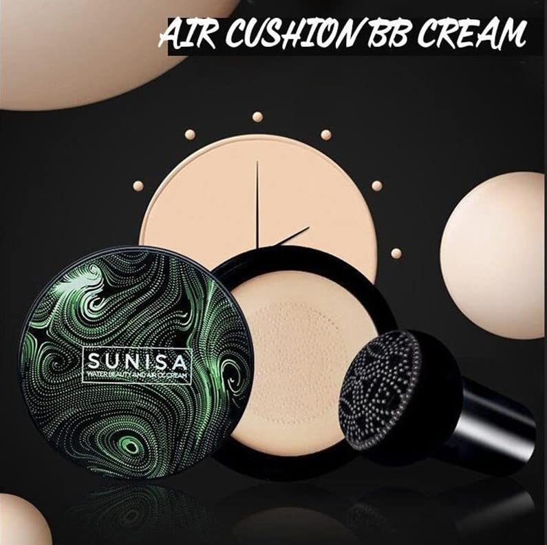 HUDACRUSH BEAUTY 3-in-1 Mushroom Head Air Cushion Foundation - BB Cream, CC Cream & Concealer with Whitening & Sun Protection | Perfect for Daily Makeup, Natural Coverage & Flawless Skin Finish