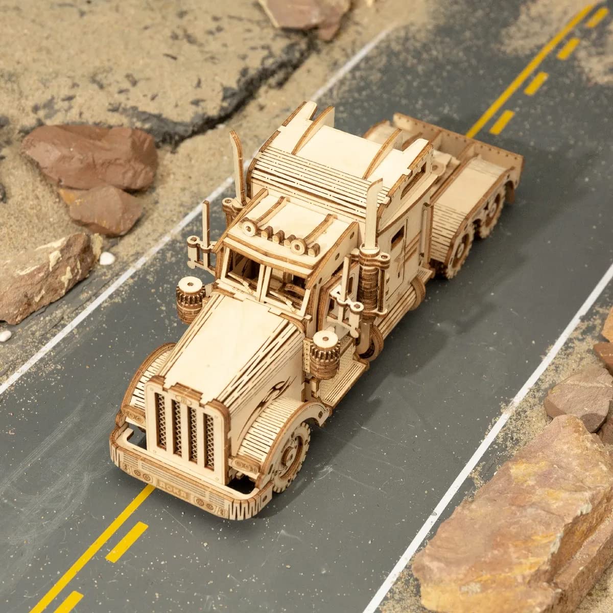 ROKR 3D Wooden Puzzle Model Car Kits for Adults - DIY Heavy Truck Assembly Kit (8.9x2.9x4 inches) | Educational Brain Teaser, Home Desk Decor, Perfect Gift for Teens & Kids | Great for STEM Learning, Stress Relief, and Family Bonding Activities