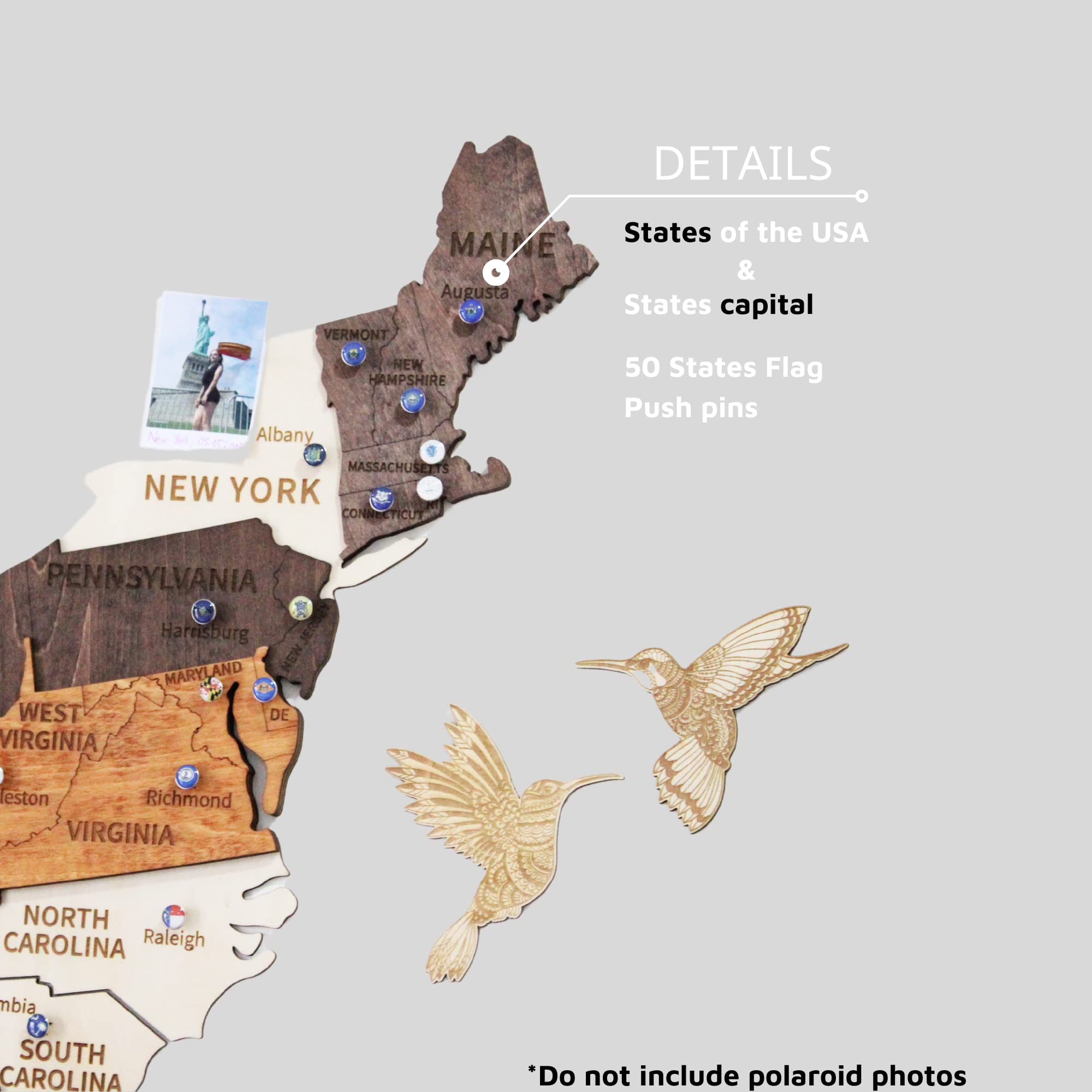 Jabihome 3D Wooden USA Map Wall Art - Large 60