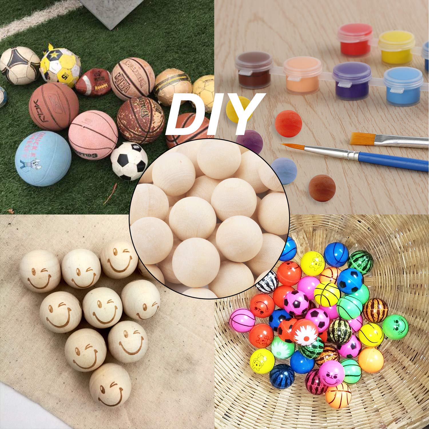 Jdesun 100-Pack Unfinished Wooden Craft Balls (0.6 Inch Diameter) for DIY Projects, Home Decor, Christmas Ornaments & Kids Crafts - Perfect for Painting, Decorating & Creative Handmade Gifts
