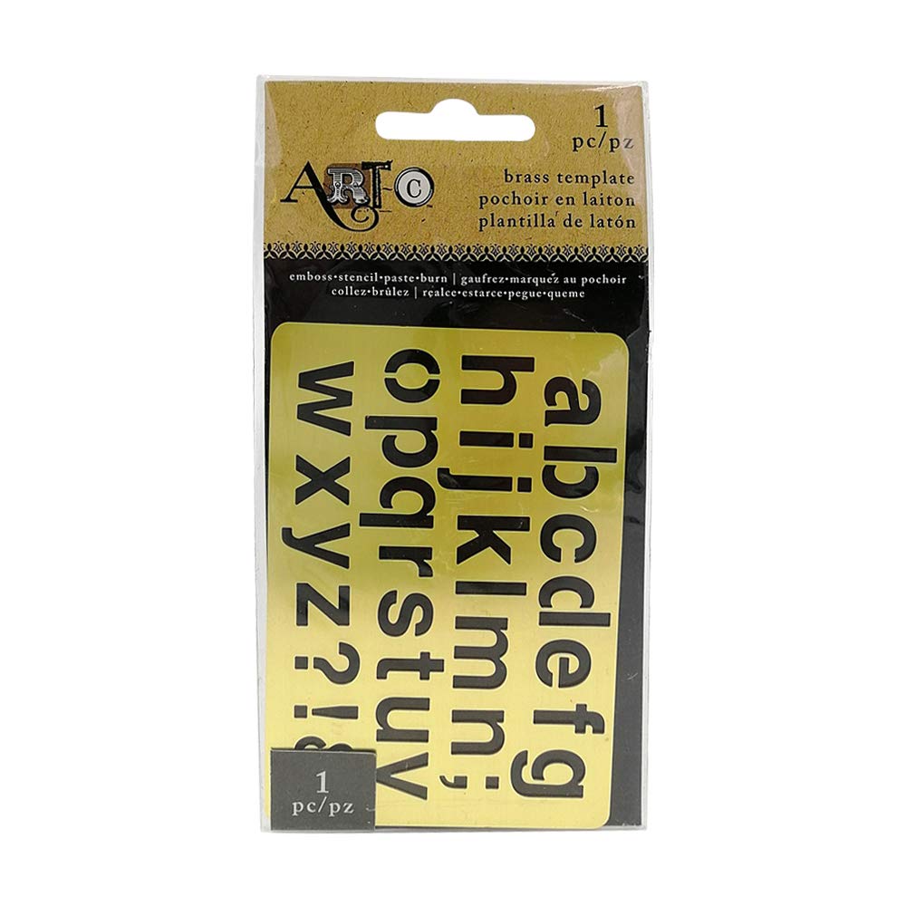 Momenta Art-C Brass Stencil - Emma Lower Case Alphabet Stencil (3.9 x 2.6 Inch) for DIY Crafts, Scrapbooking & Home Decor Projects