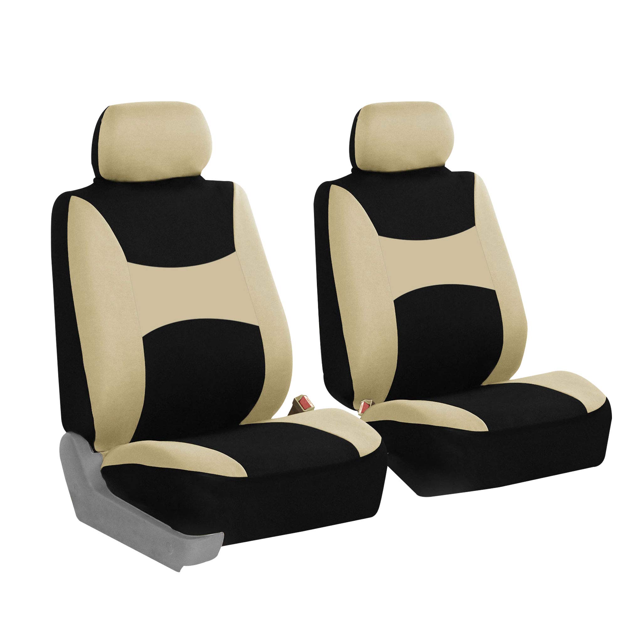 TLH Light & Breezy Flat Cloth Car Seat Covers - Universal Fit for Cars, Trucks & SUVs | Airbag Compatible Beige Front Seat Protectors | Perfect for Daily Commute, Road Trips & Hot Weather Driving