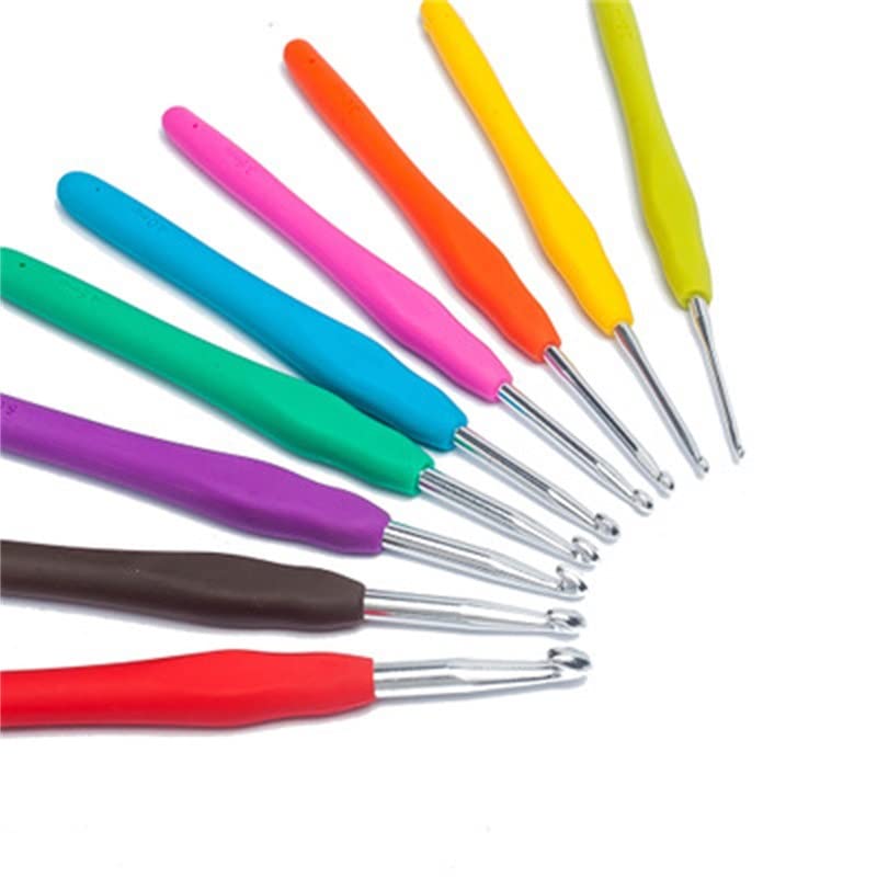 Premium Multicolor Aluminum Crochet Hooks Set - Ergonomic Soft Grip Knitting Needles for Beginners & Experts (12-Piece) - Perfect for DIY Crafts, Blankets, Scarves & Home Decor Projects