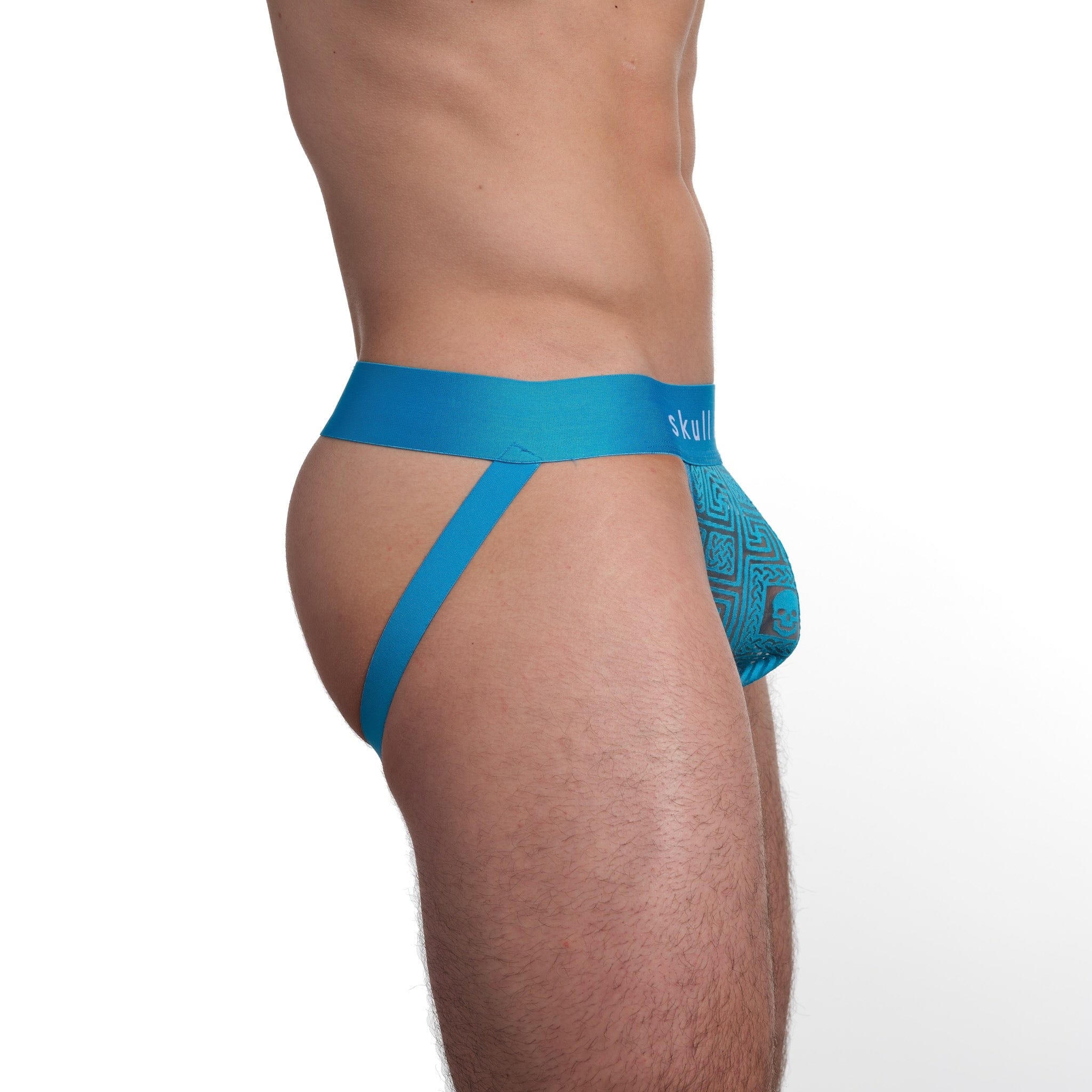 Roman Tile Burnout Jockstrap Neon Blue - Breathable Men's Underwear for Sports & Workout - Perfect for Gym, Running, Cycling & Active Lifestyle