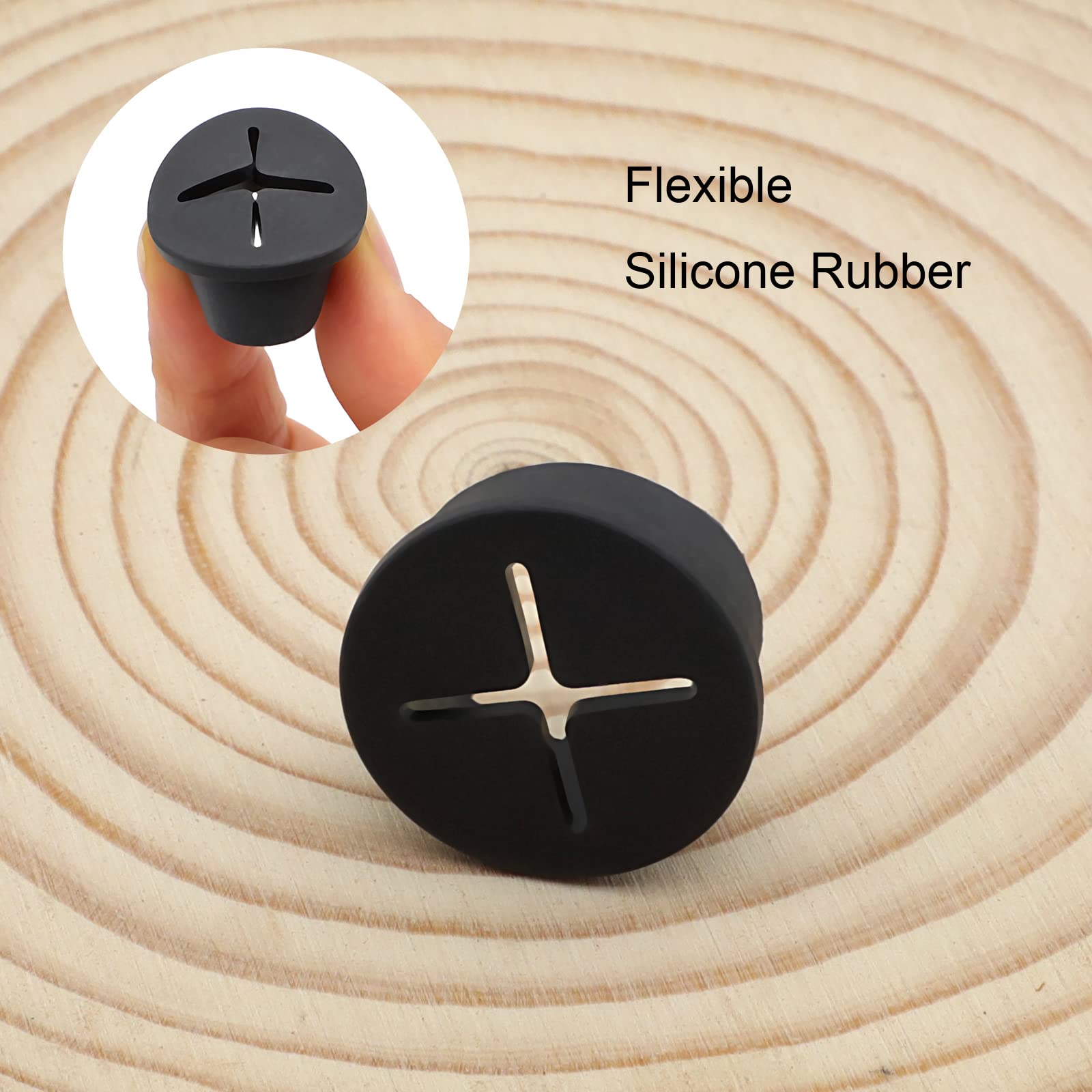 1 Inch Flexible Rubber Desk Grommet - 12 Pack Silicone Cable Cord Hole Cover for Wire Management on Desks, Tables & Furniture - Perfect for Home Office, Gaming Setup & Workspace Organization