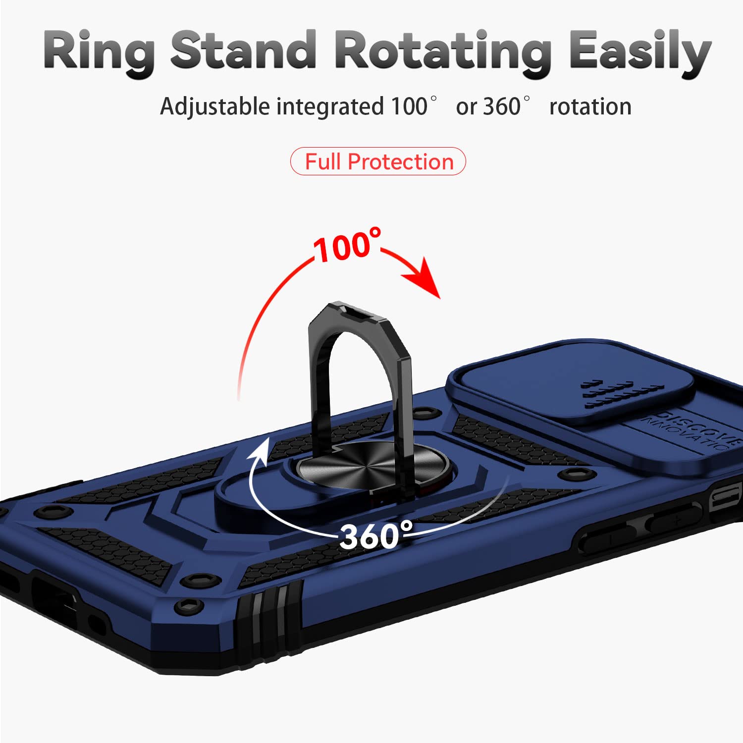 Hitaoyou iPhone 13 Case with Camera Cover & Kickstand - Military Grade Shockproof Heavy Duty Protective Magnetic Phone Cover for iPhone 13 (Blue) - Perfect for Outdoor Activities, Travel & Daily Protection