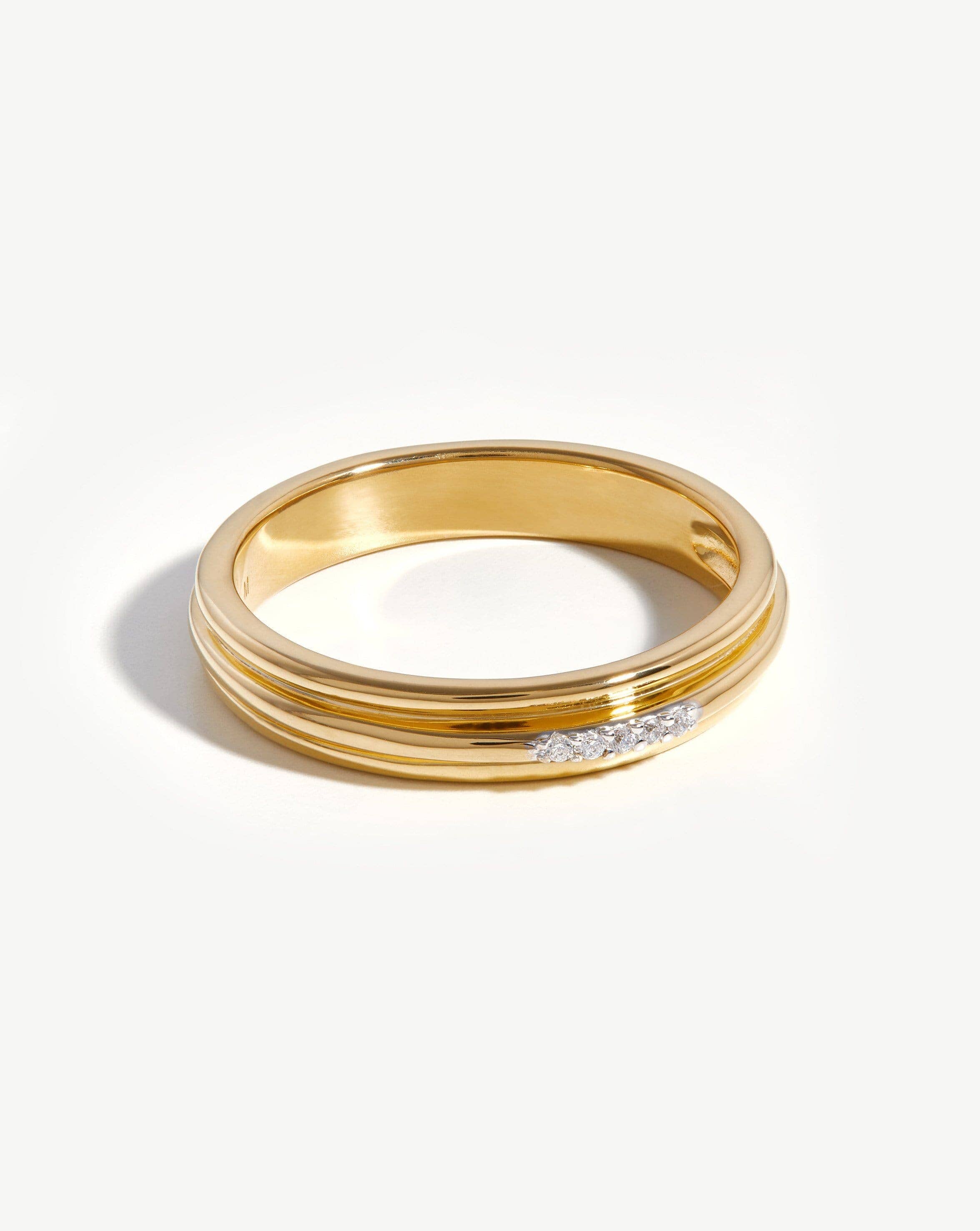 Lucy Williams Pave Ridge Ring - 18k Gold Vermeil & Cubic Zirconia Stackable Ring for Women | Elegant Wedding, Anniversary, Party Jewelry Gift