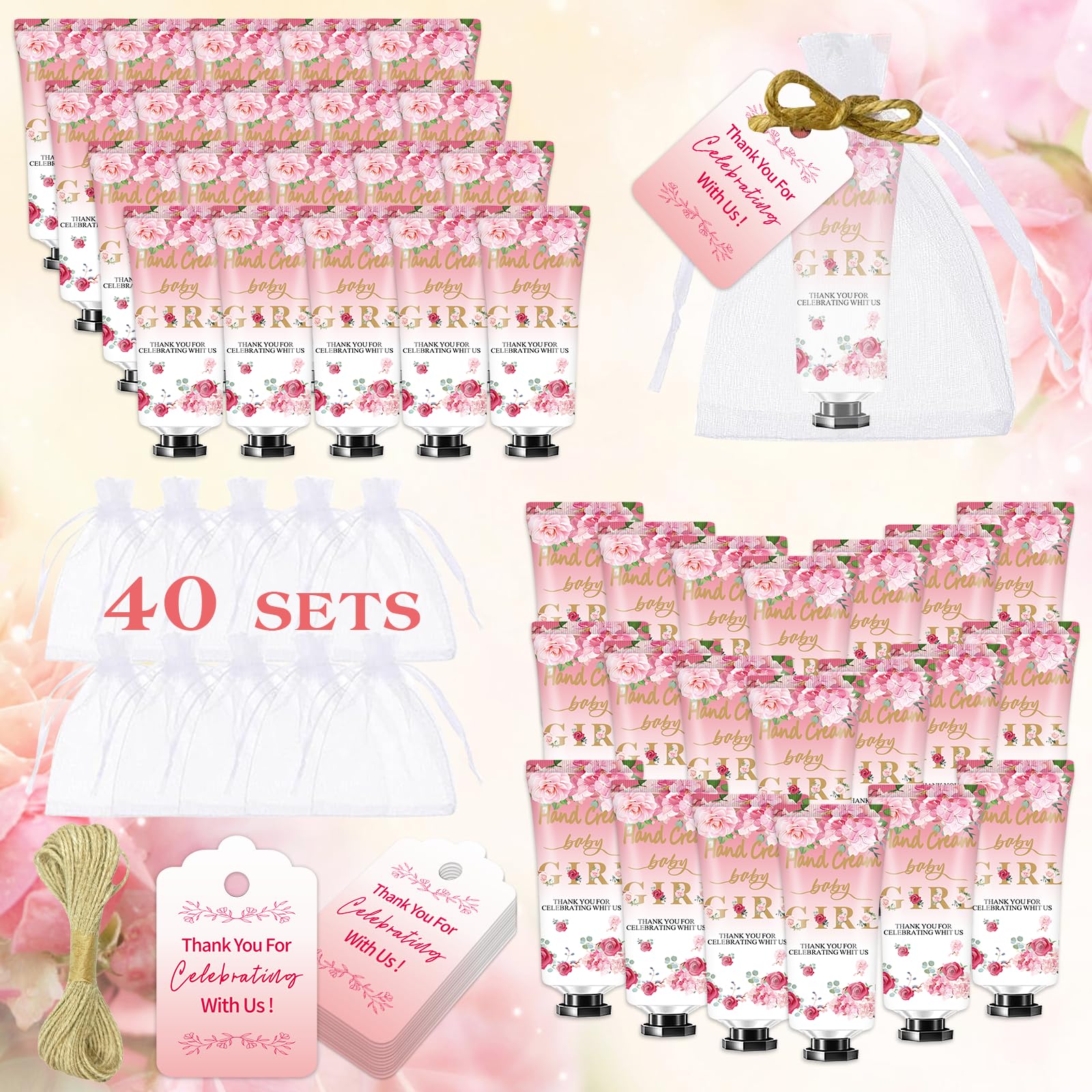 40 Pack Baby Shower Hand Cream Gift Set - Moisturizing Hand Cream for Wedding Favors, Party Gifts & Thank You Gifts - Perfect for Baby Shower Guests, Bridal Showers & Special Events