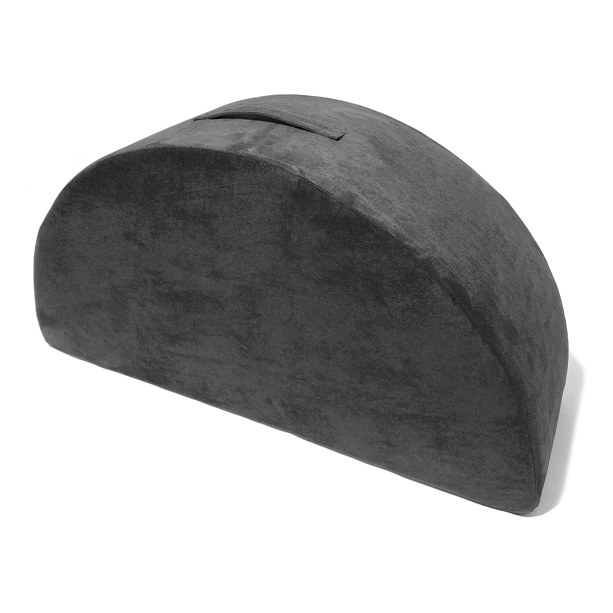 Modular Microsuede Foam Play Couch Add-On - Half Circle Blox for Soft Furniture Playset | Creative Kids Playroom & Homeschooling Furniture | Dark Gray