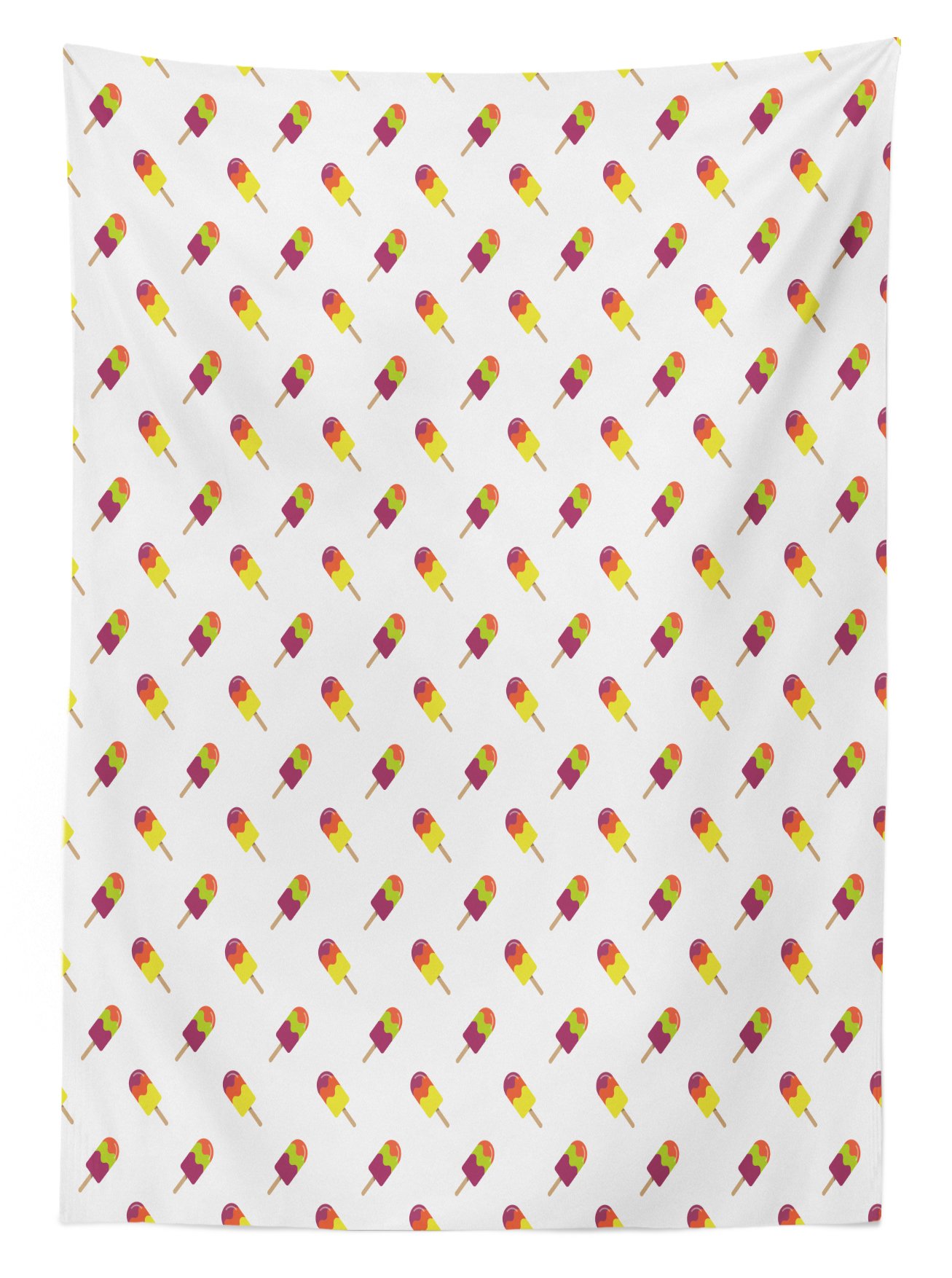 Ambesonne Colorful Ice Cream Tablecloth - Summer Snacks on Sticks Diagonal Pattern Dining Room Kitchen Rectangular Table Cover 60x84 Inches Multicolor - Perfect for Picnics, BBQs, and Summer Parties