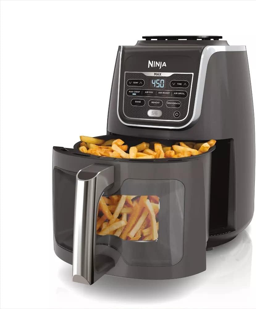 Ninja AF171 EzView Max XL Air Fryer 5.5 Quart - Cook, Crisp, Roast, Broil, Bake, Reheat & Dehydrate with Viewing Window - Perfect for Healthy Family Meals, Quick Snacks & Meal Prep