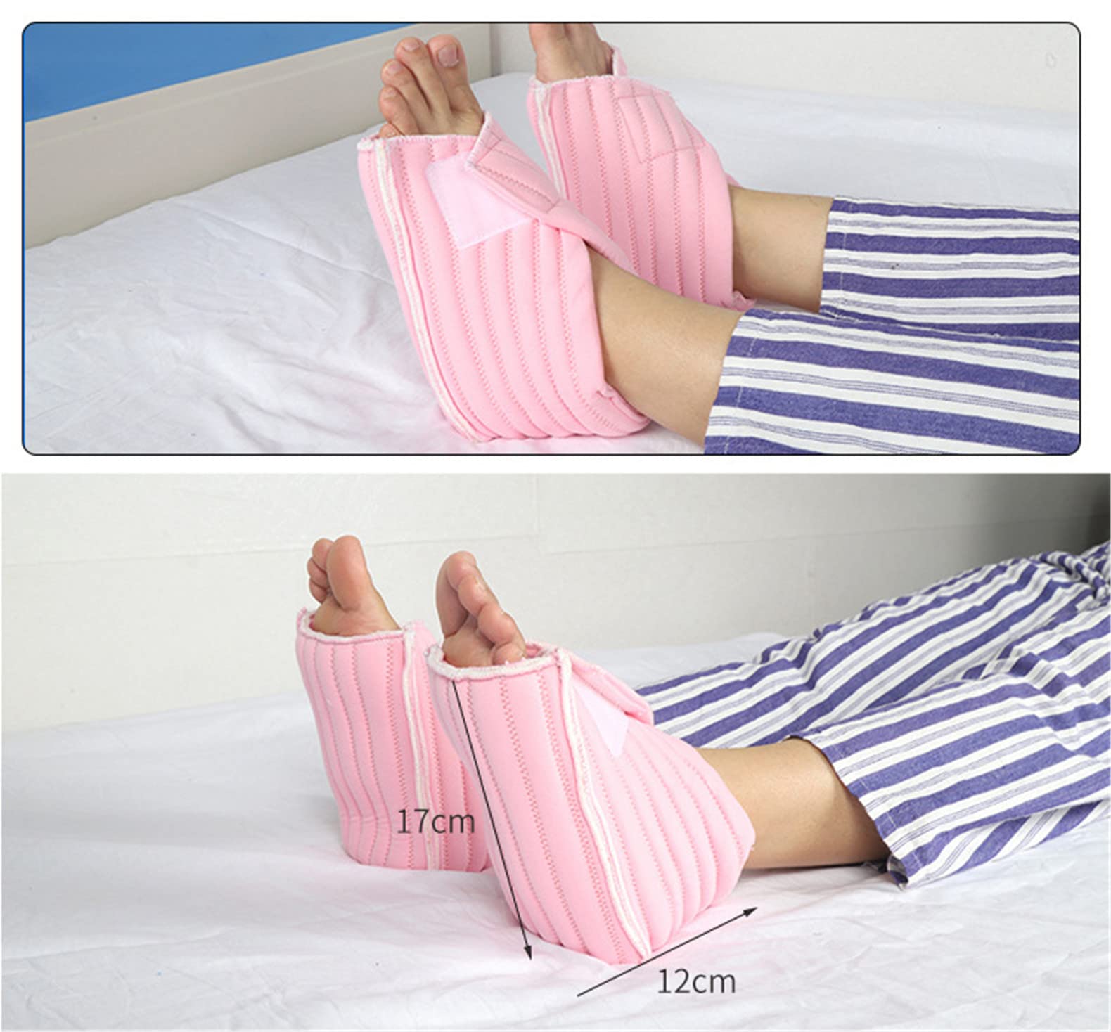 2 Pcs Heel Protector Cushions for Bedridden Patients - Pressure Relieving Foot Support Pillows for Pressure Ulcer Prevention - Soft Pink Heel Pads for Elderly Care & Hospital Use - Ideal for Wheelchair, Bed Rest & Post-Surgery Recovery