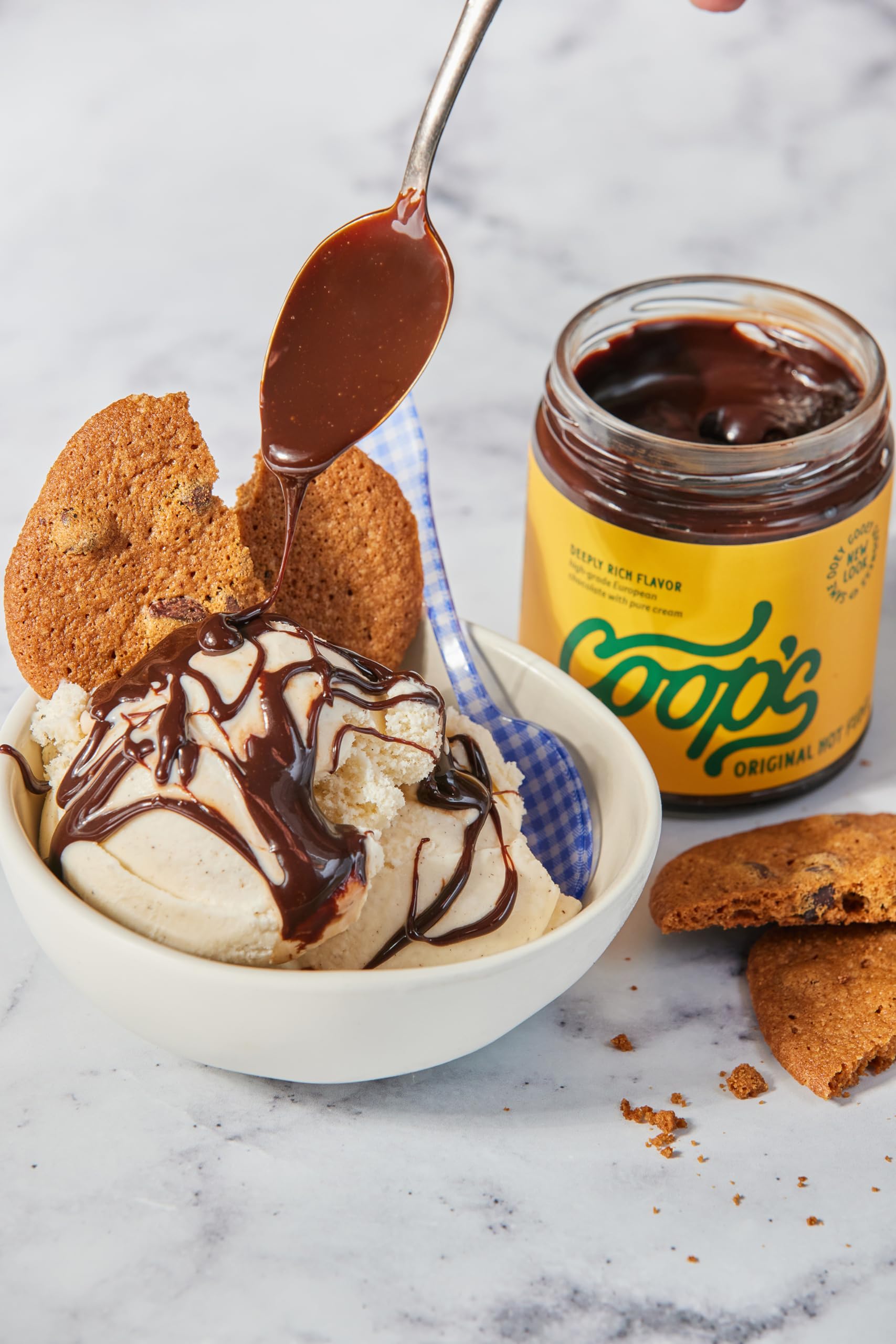 Coop's Original Hot Fudge Sauce - Gourmet All Natural Chocolate Topping for Ice Cream, Sundaes & Desserts | Gluten Free, Non-GMO, Handcrafted | 10 Oz Jar - Perfect for Parties, Family Gatherings & Sweet Treats