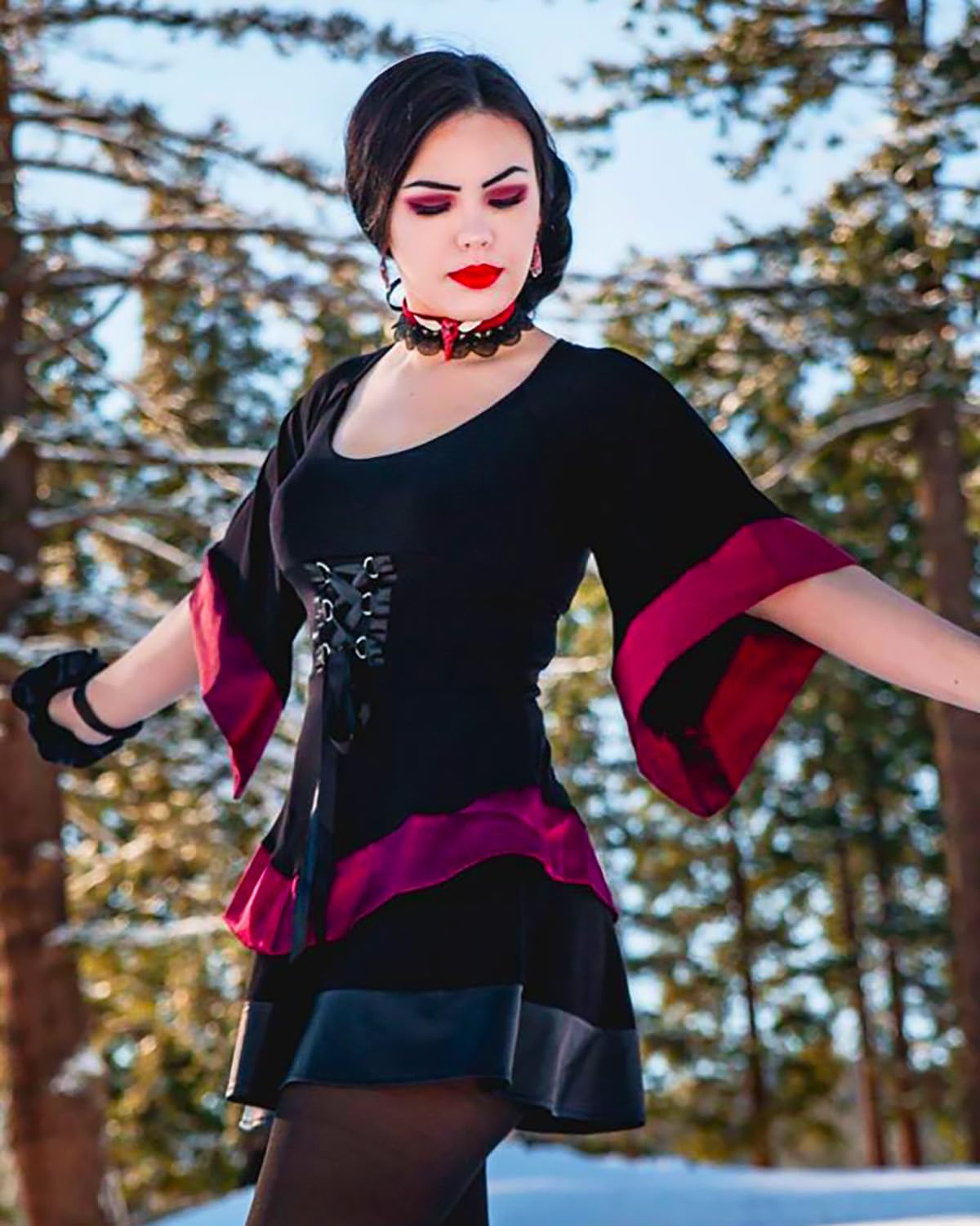 Dare to Wear Treasure Corset Top - Victorian Gothic Medieval Women's Courtly Tunic for Halloween, Cosplay & Renaissance Festivals | Perfect for LARP, Themed Parties & Gothic Fashion