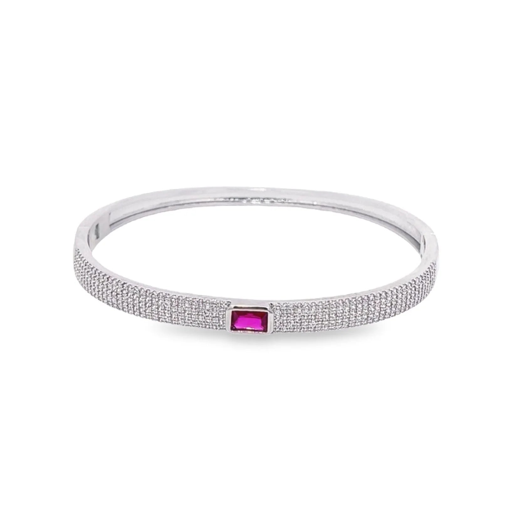 Elegant Pavé Center Stone Bangle Bracelet for Women - Perfect for Weddings, Parties & Everyday Wear