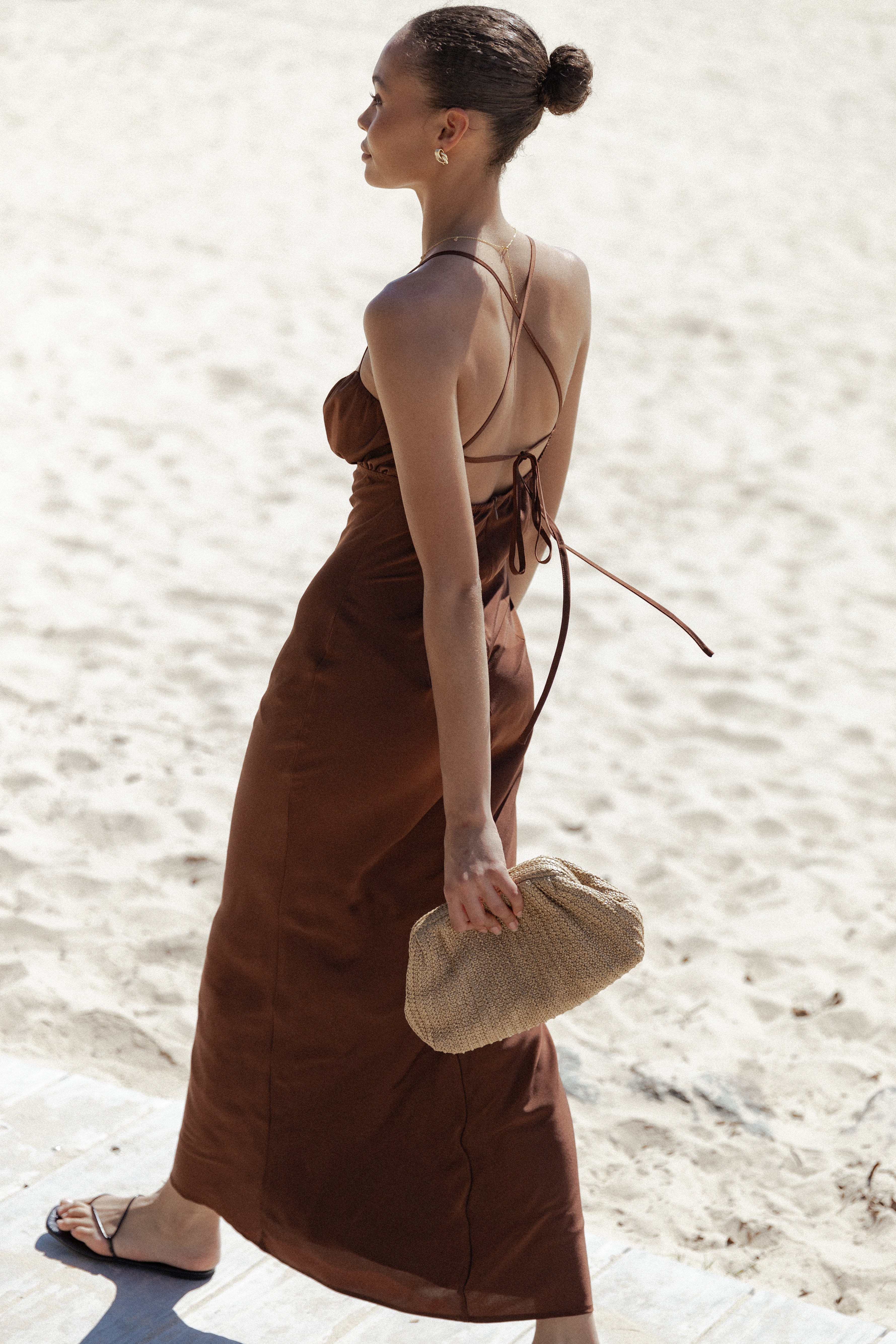 Amalia Maxi Dress in Chocolate Brown - Elegant Long Flowy Dress for Women, Perfect for Summer, Beach, Weddings & Special Occasions