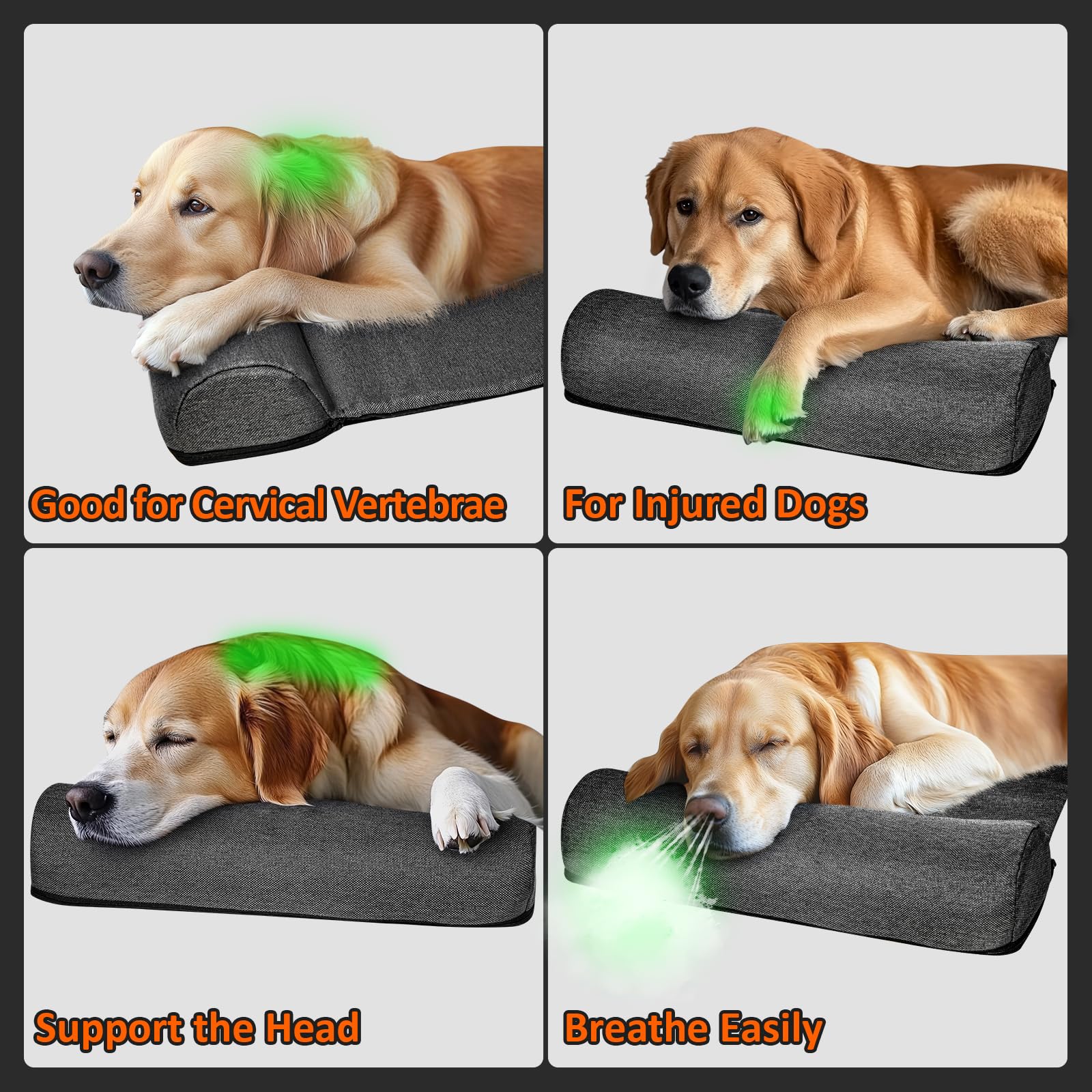 Washable Dog Neck Pillow for Medium Dogs - Cervical Support & Joint Relief for Better Sleep at Home/Travel
