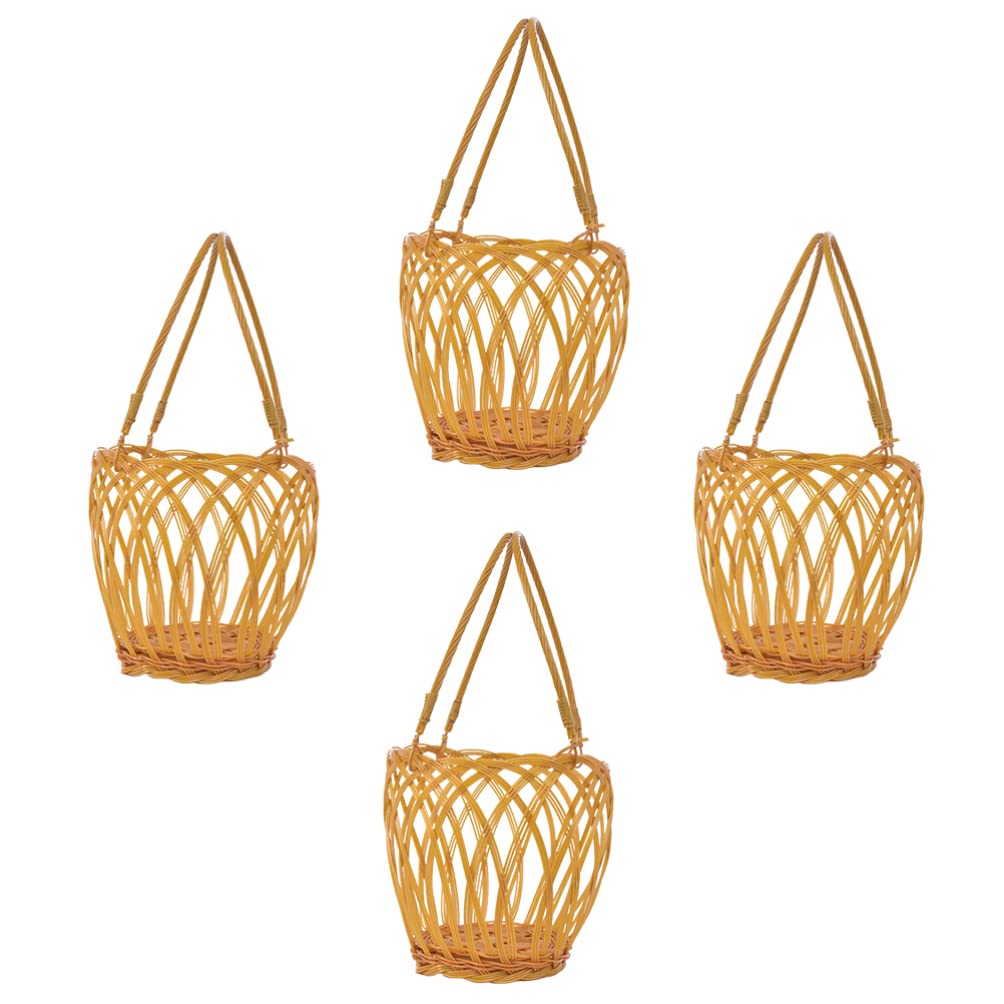 4PCS Plastic Handwoven Wine Holder Basket - Imitation Rattan Onion Champagne Bottle Tote for Home Kitchen Storage | Perfect for Wine Gifts, Christmas Decor & Party Serving