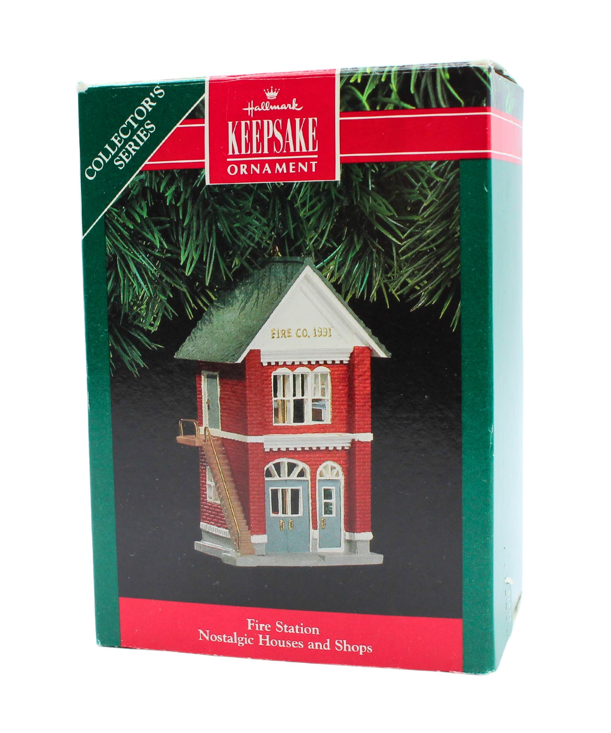 Hallmark Fire Station Nostalgic Houses & Shops Series 8th Edition 1991 Christmas Ornament QX4139 - Perfect for Holiday Decor, Tree Trimming & Collectors Gift