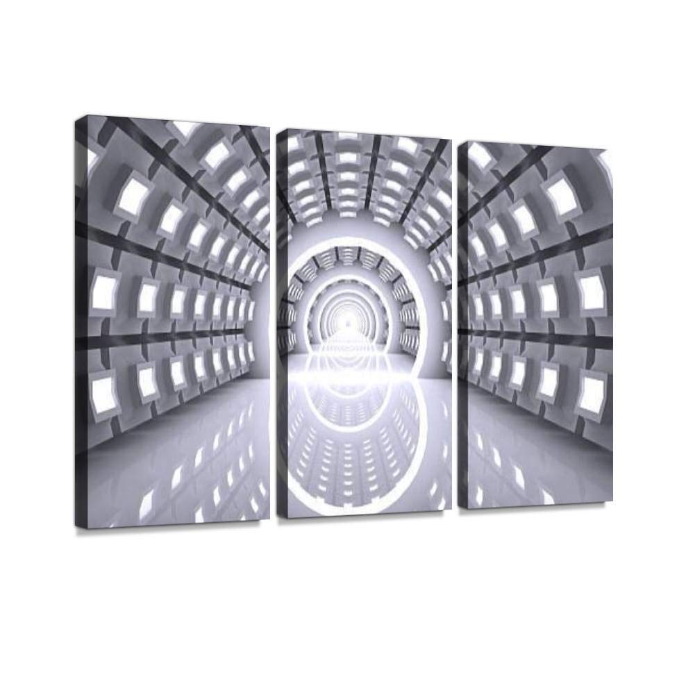 Abstract Modern Architecture 3D Building Blocks - Futuristic City Wall Art Canvas Print | Vintage Style Framed Photography for Home & Office Decor | Ready to Hang 3-Panel Set - Perfect for Living Room, Bedroom or Workspace